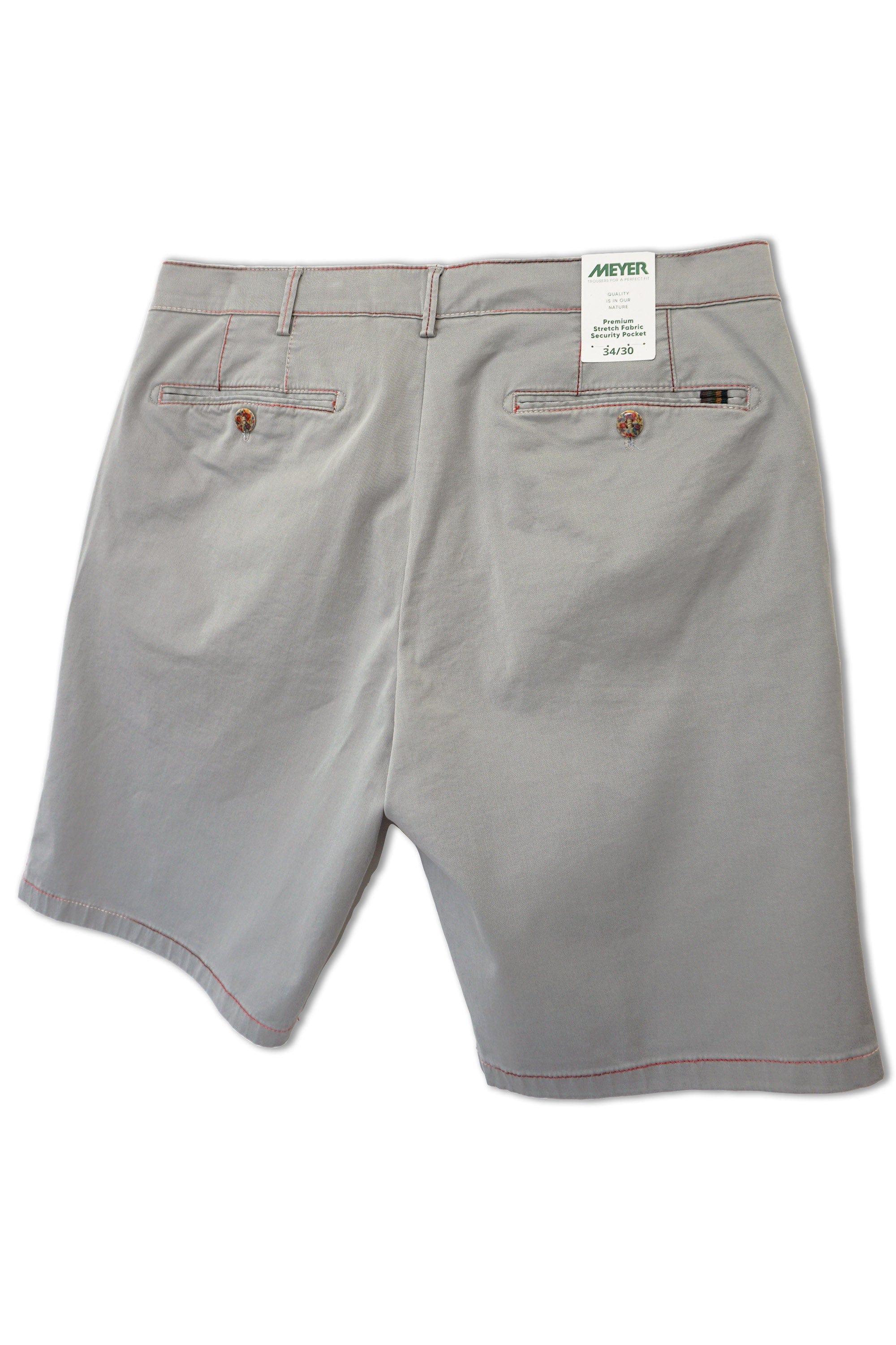 B-Palma Rainbow Stitch Cotton Stretch Shorts - Grey - Image 4
