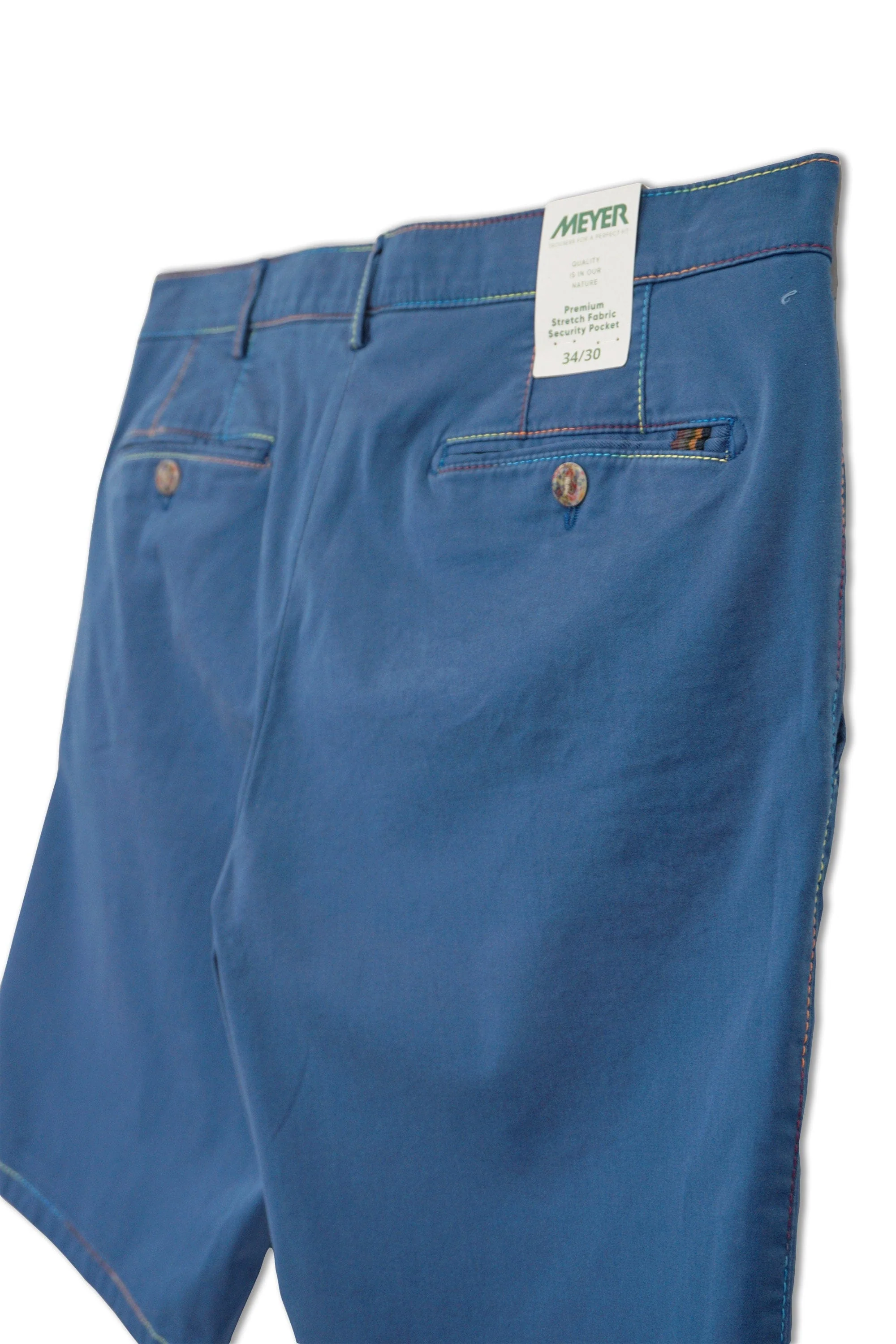 B-Palma Rainbow Stitch Cotton Stretch Shorts - Blue - Image 2