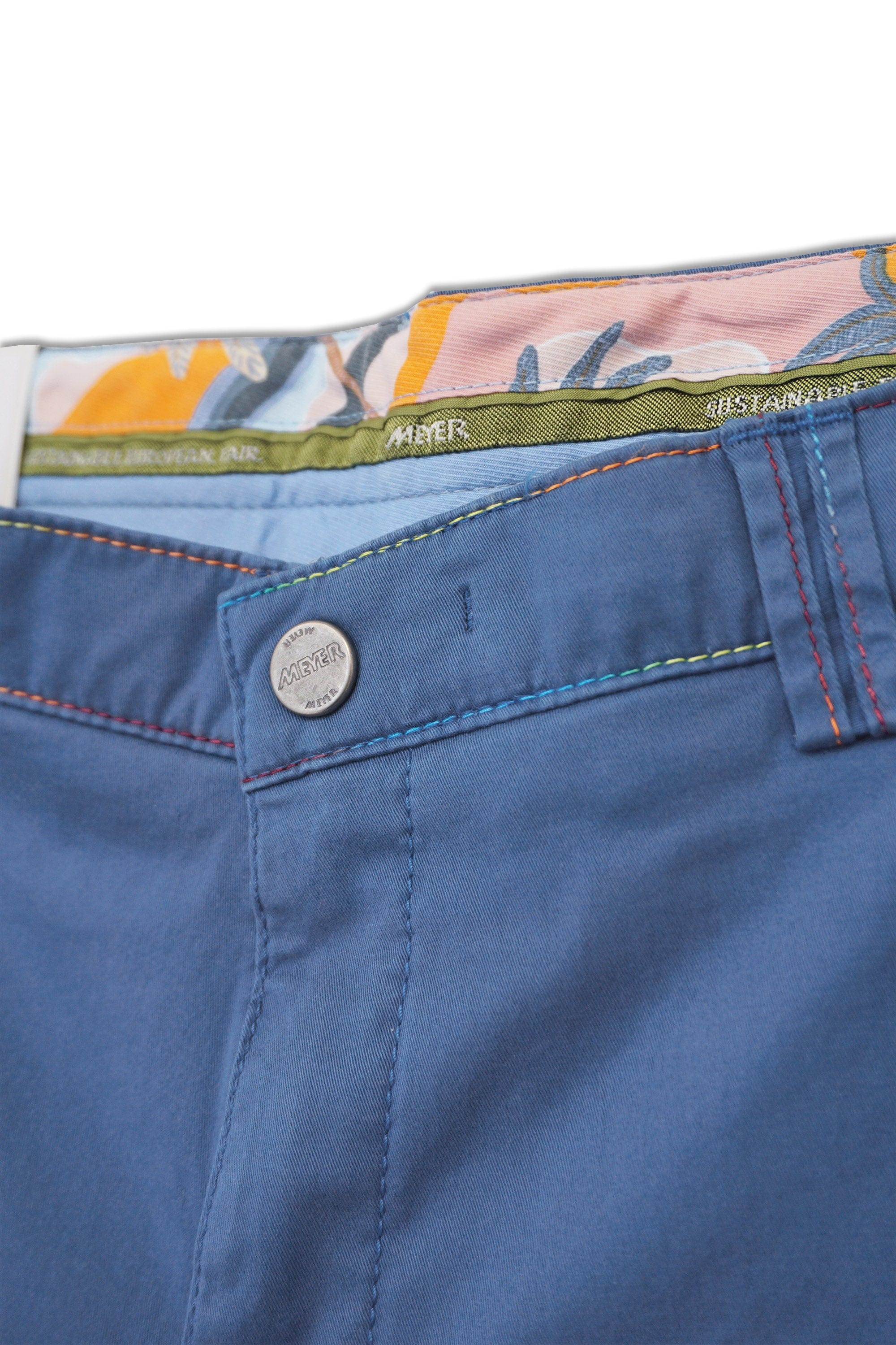 B-Palma Rainbow Stitch Cotton Stretch Shorts - Blue - Image 3