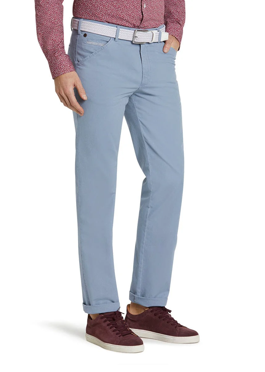 Chicago Micro-Striped Cotton Chinos - Light Blue