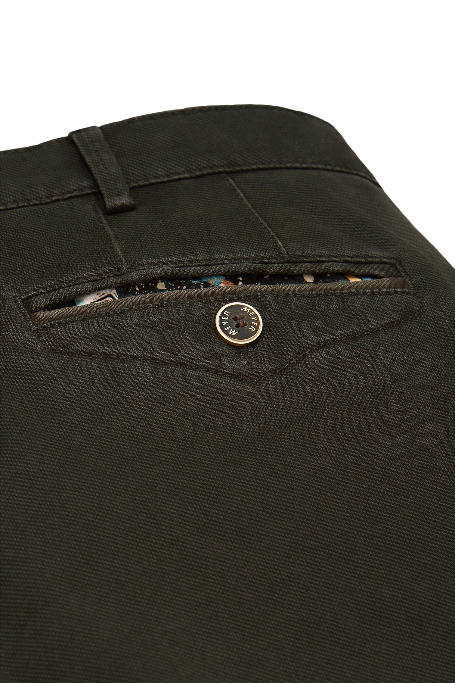 Chicago Micro Texture Cotton Stretch Chinos - Dark Olive - Image 6