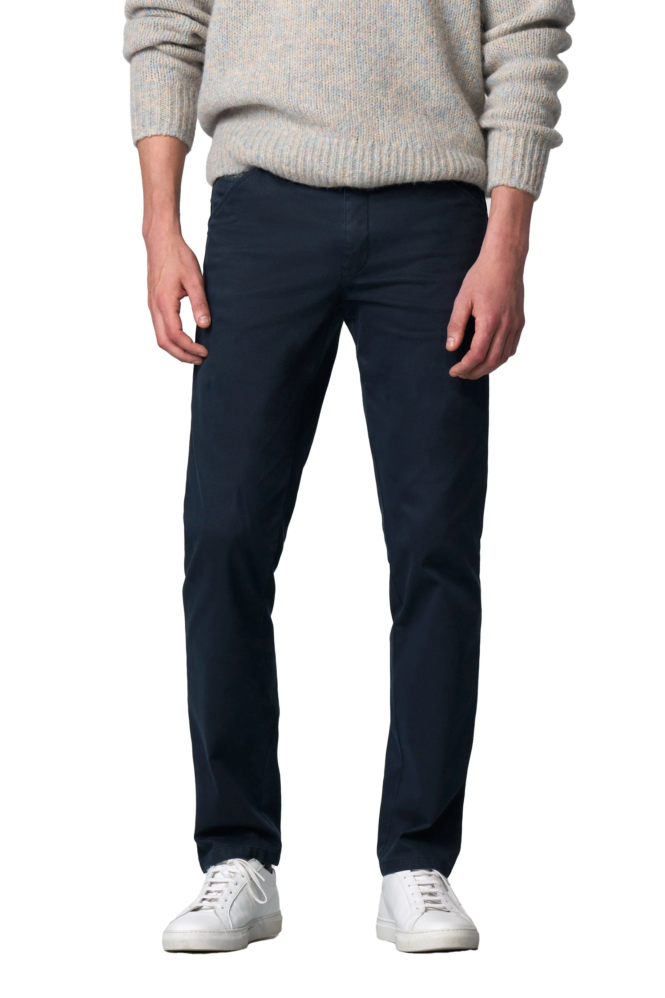 Chicago Micro Texture Cotton Stretch Chinos - Deep Navy
