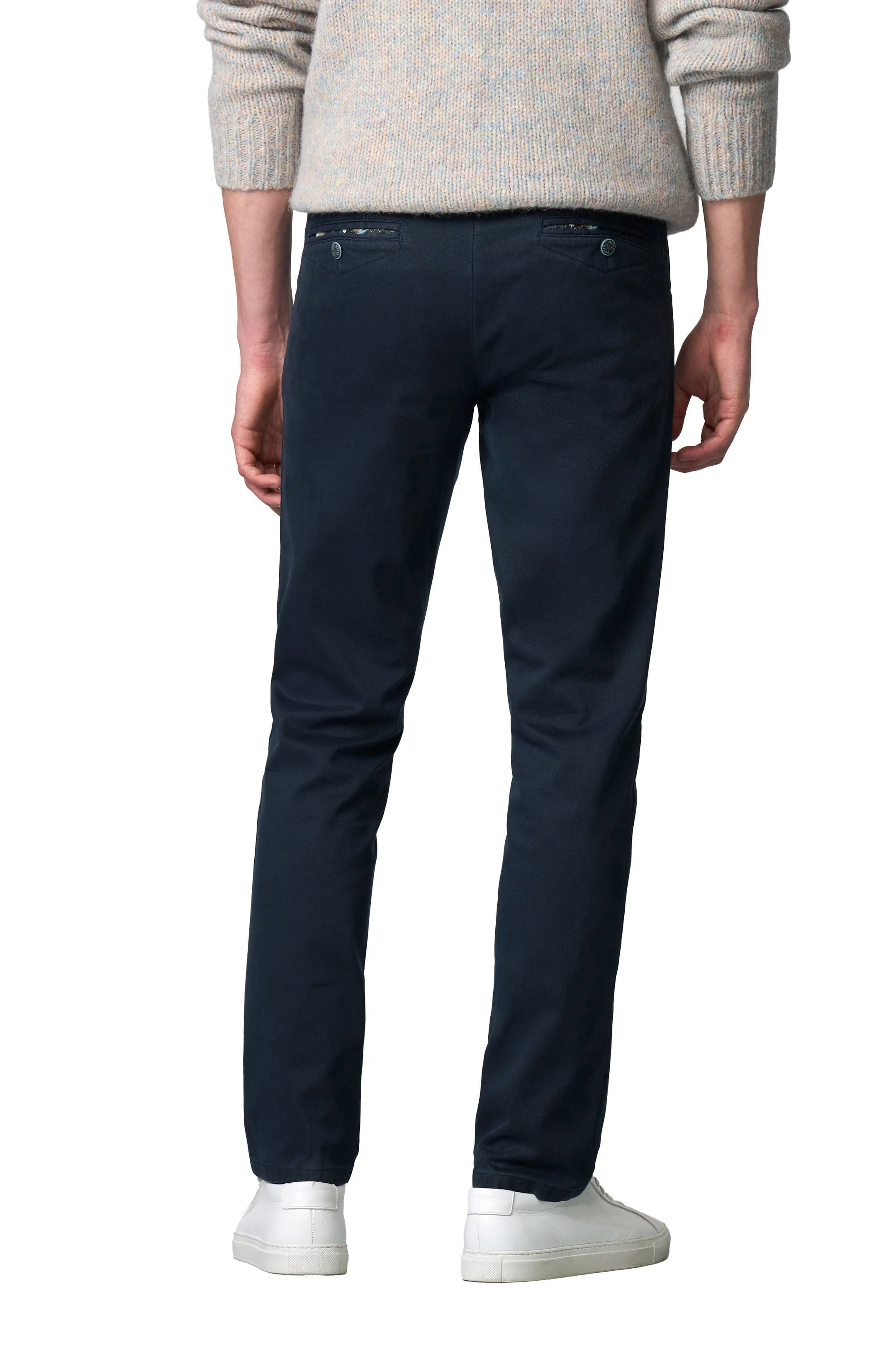 Chicago Micro Texture Cotton Stretch Chinos - Deep Navy - Image 2