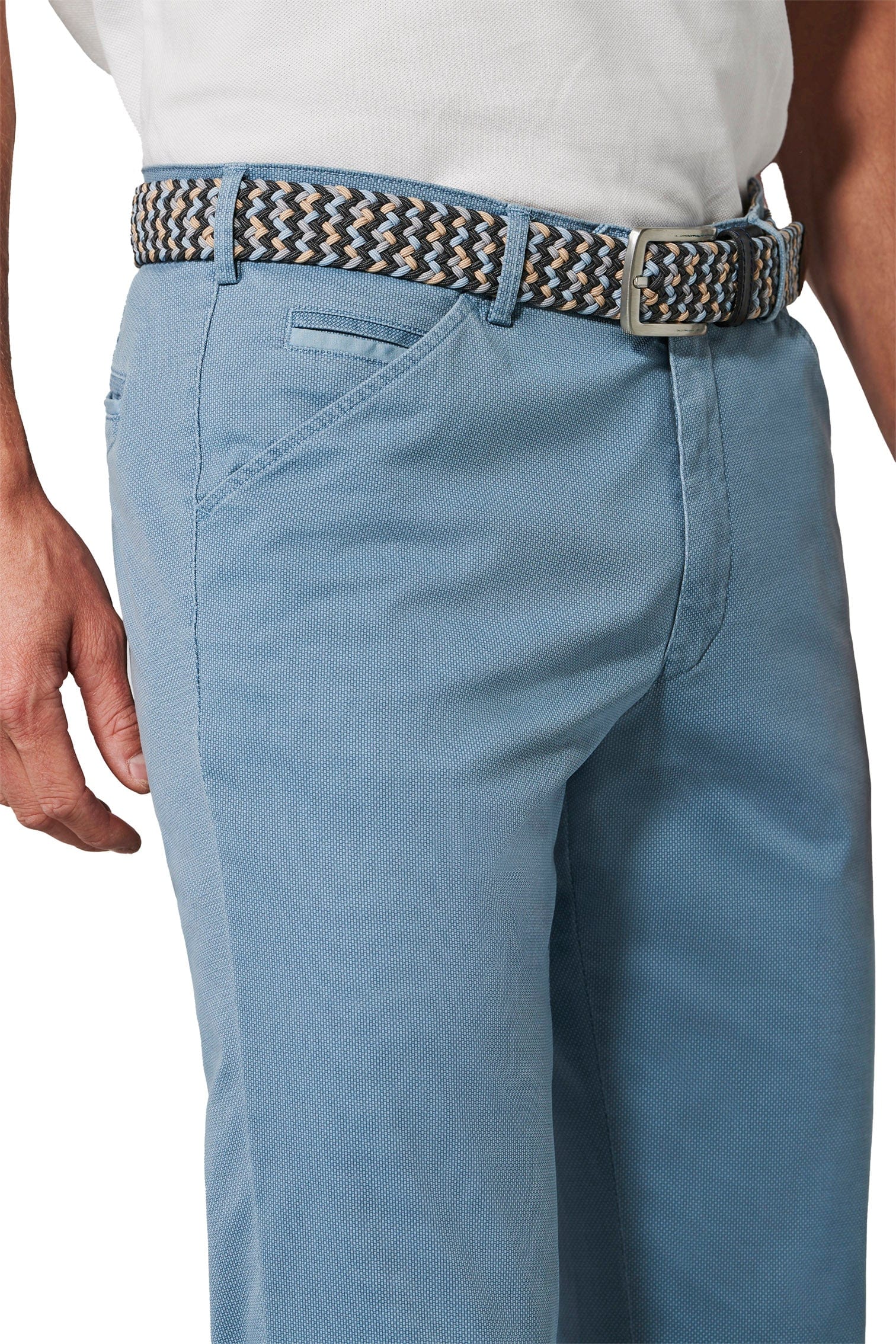 Chicago Two-Tone Cotton Stretch Chinos - Blue - Image 3