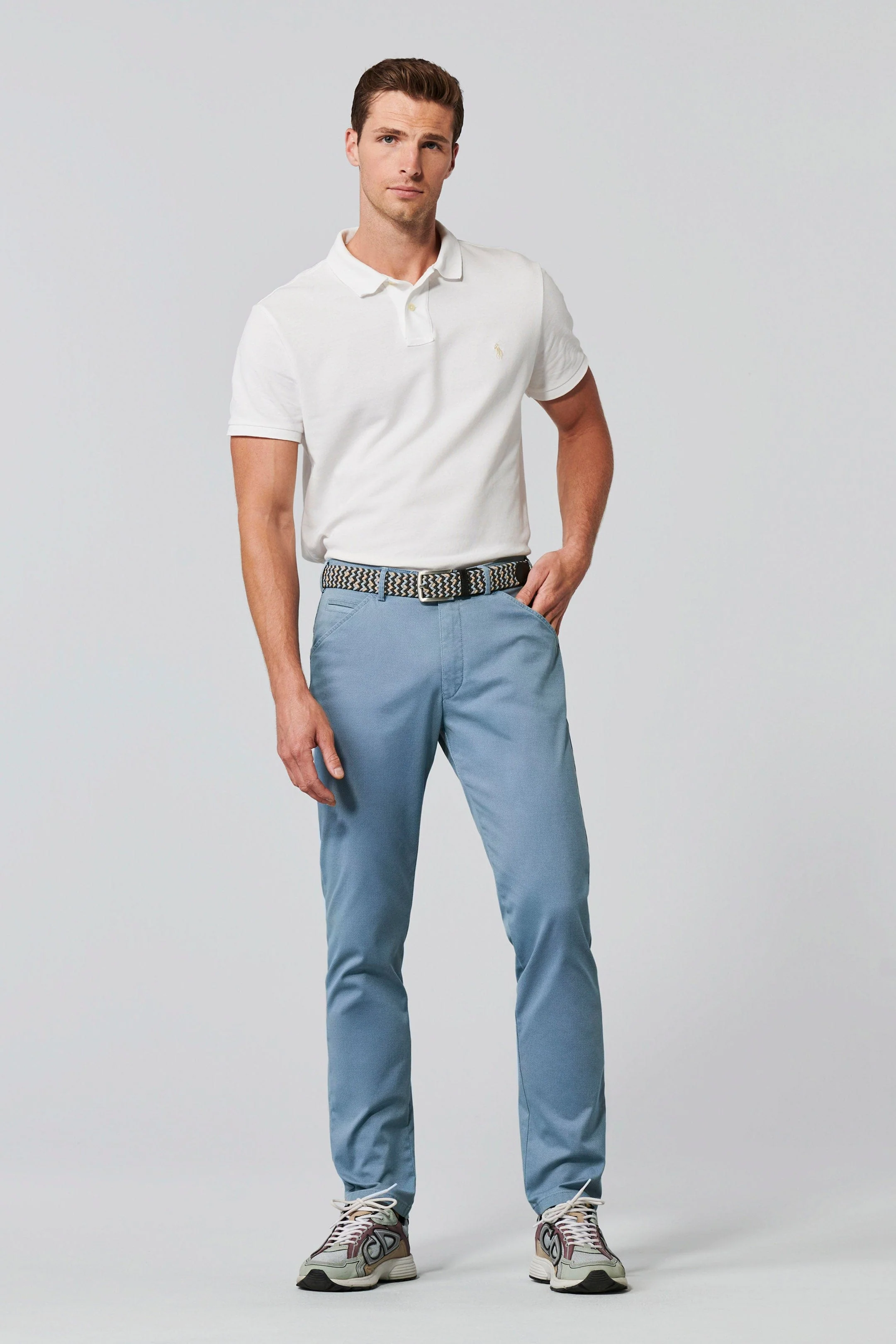 Chicago Two-Tone Cotton Stretch Chinos - Blue - Image 6