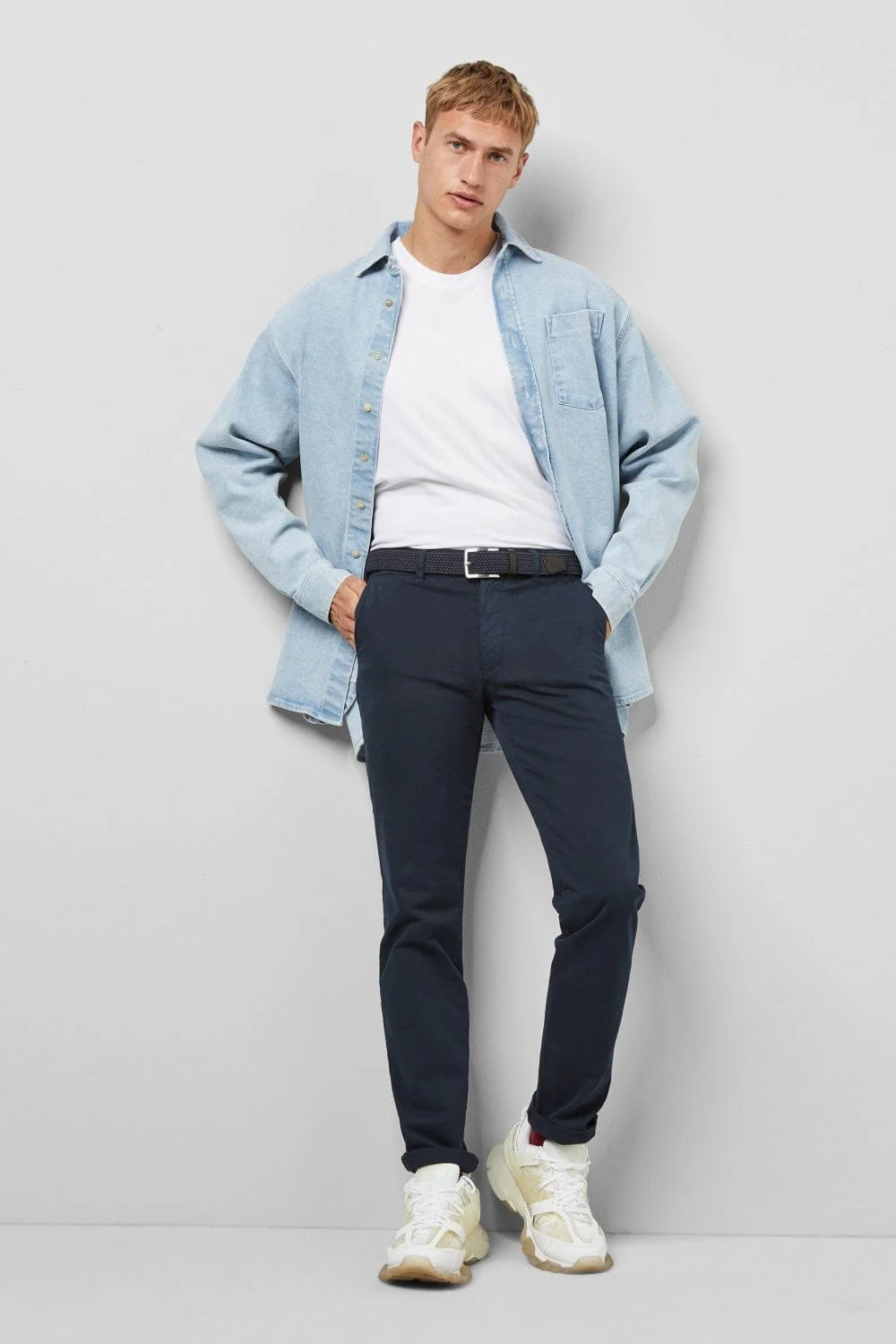 M5 Chino Casual Cotton Chinos - Navy - Image 3