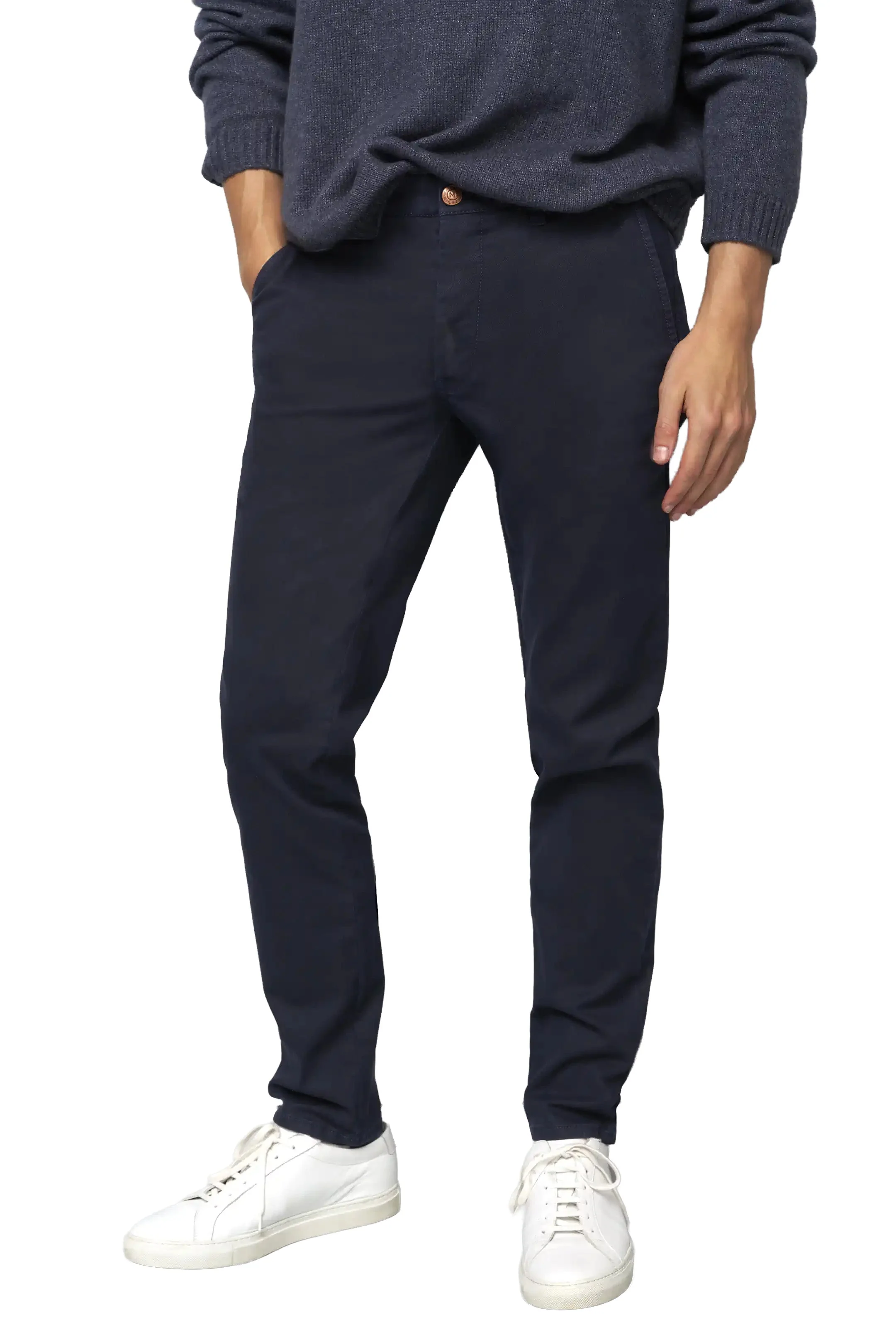 M5 Chino Stretch Micro Structure Trousers - Navy