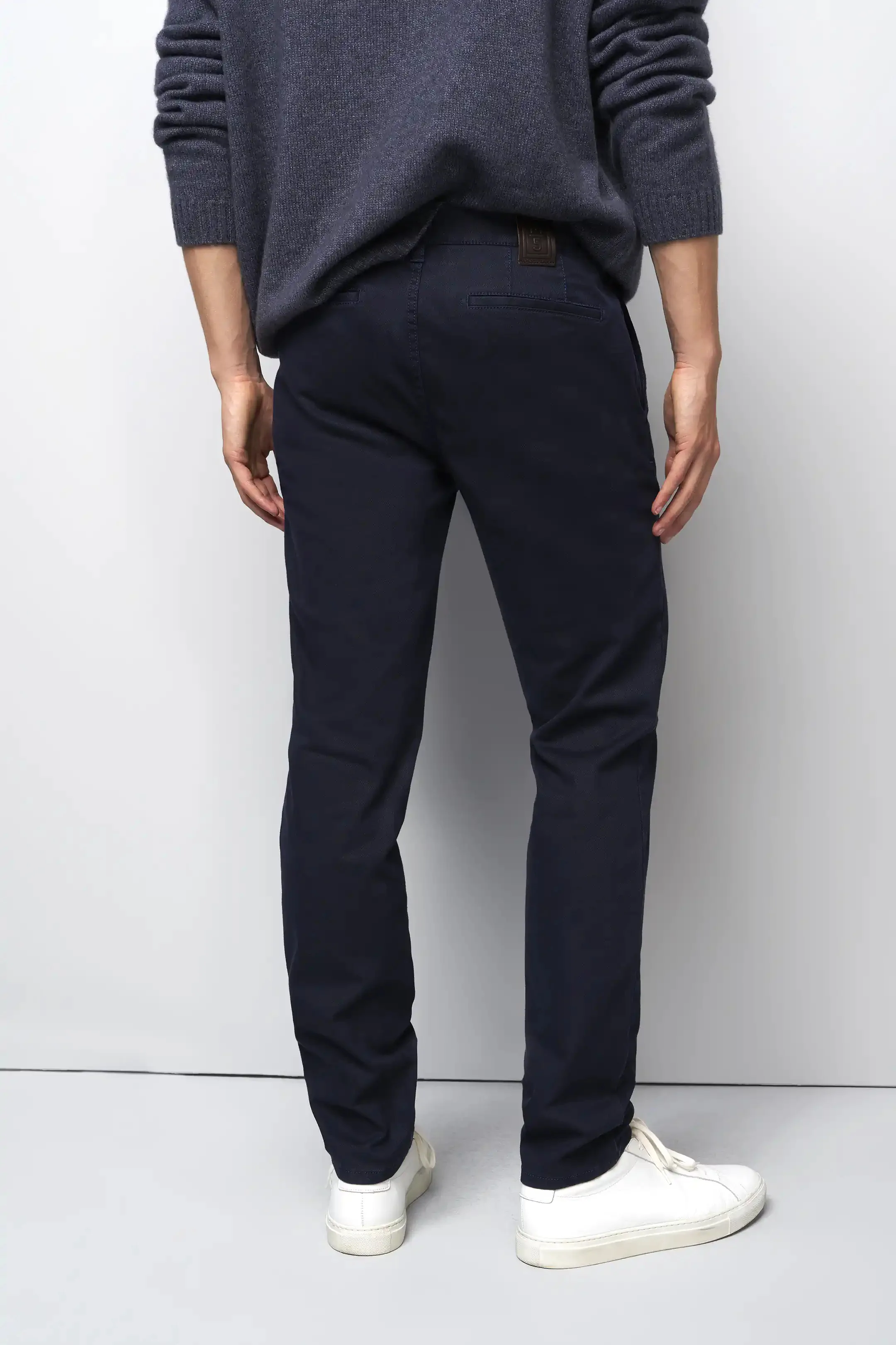 M5 Chino Stretch Micro Structure Trousers - Navy - Image 2