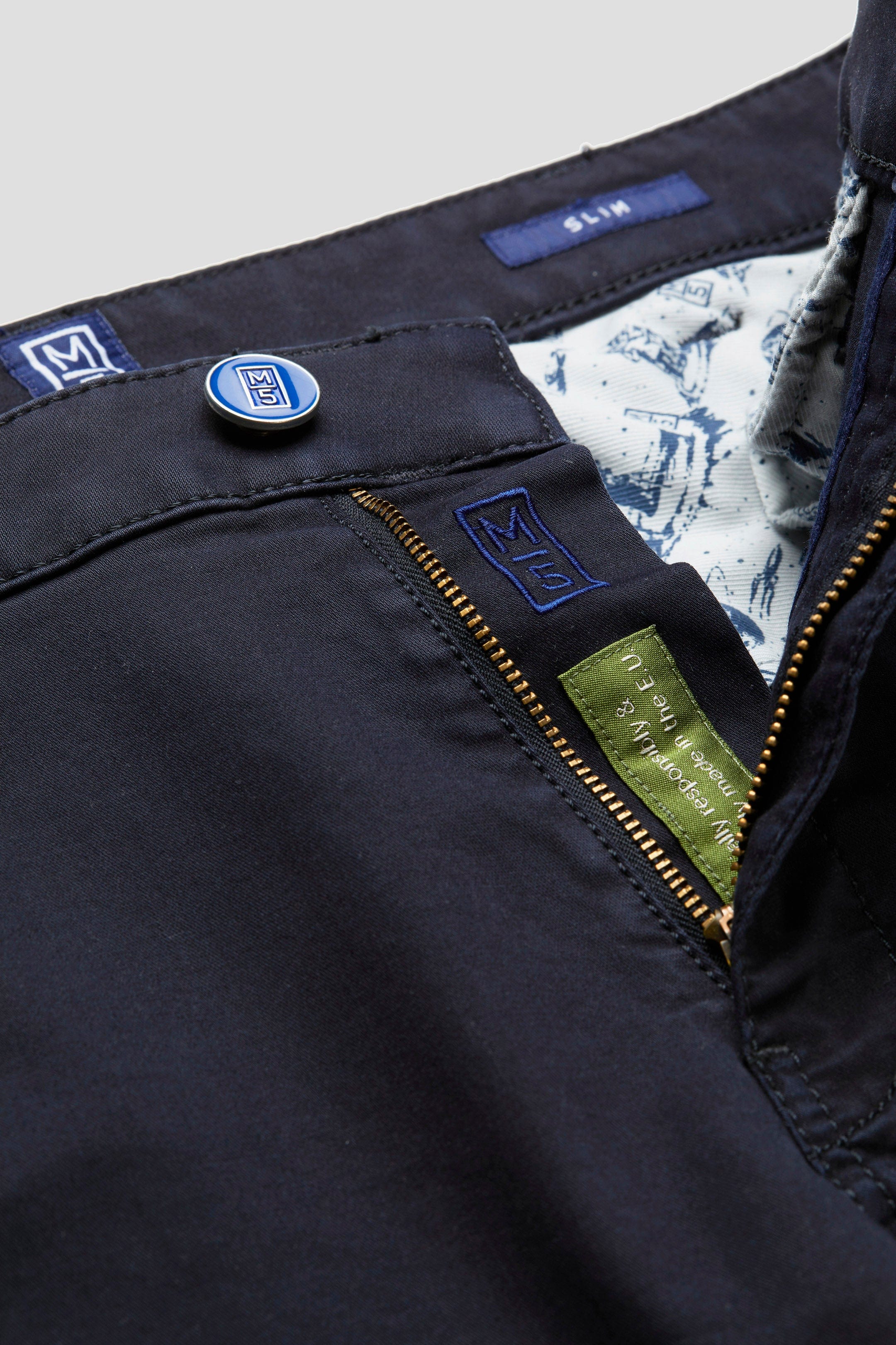 M5 Slim Cotton Tencel Super Stretch Chinos - Navy - Image 3
