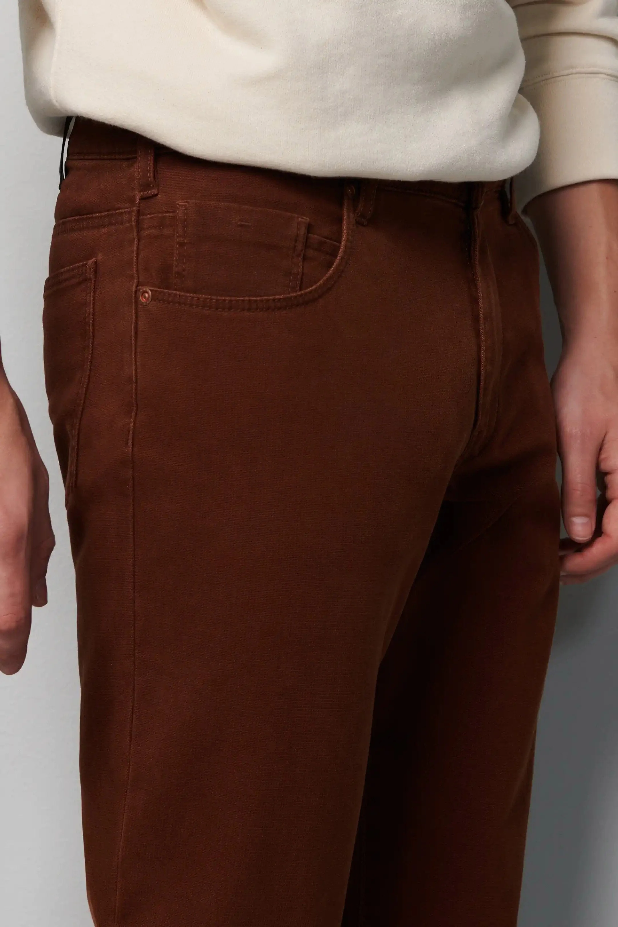 M5 Slim Micro Structure Cotton Stretch Chinos - Copper - Image 5