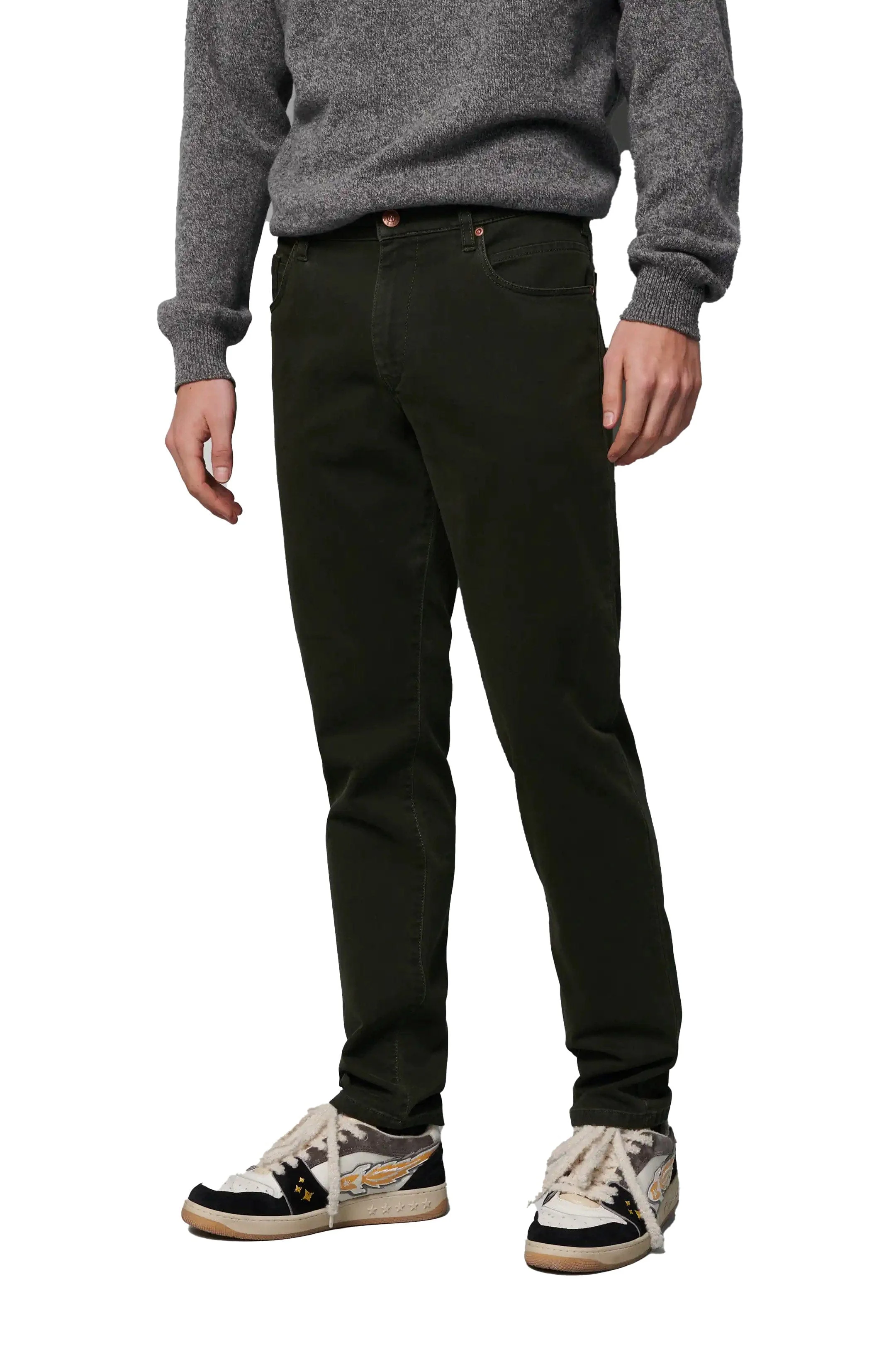 M5 Slim Micro Structure Cotton Stretch Chinos - Dark Green