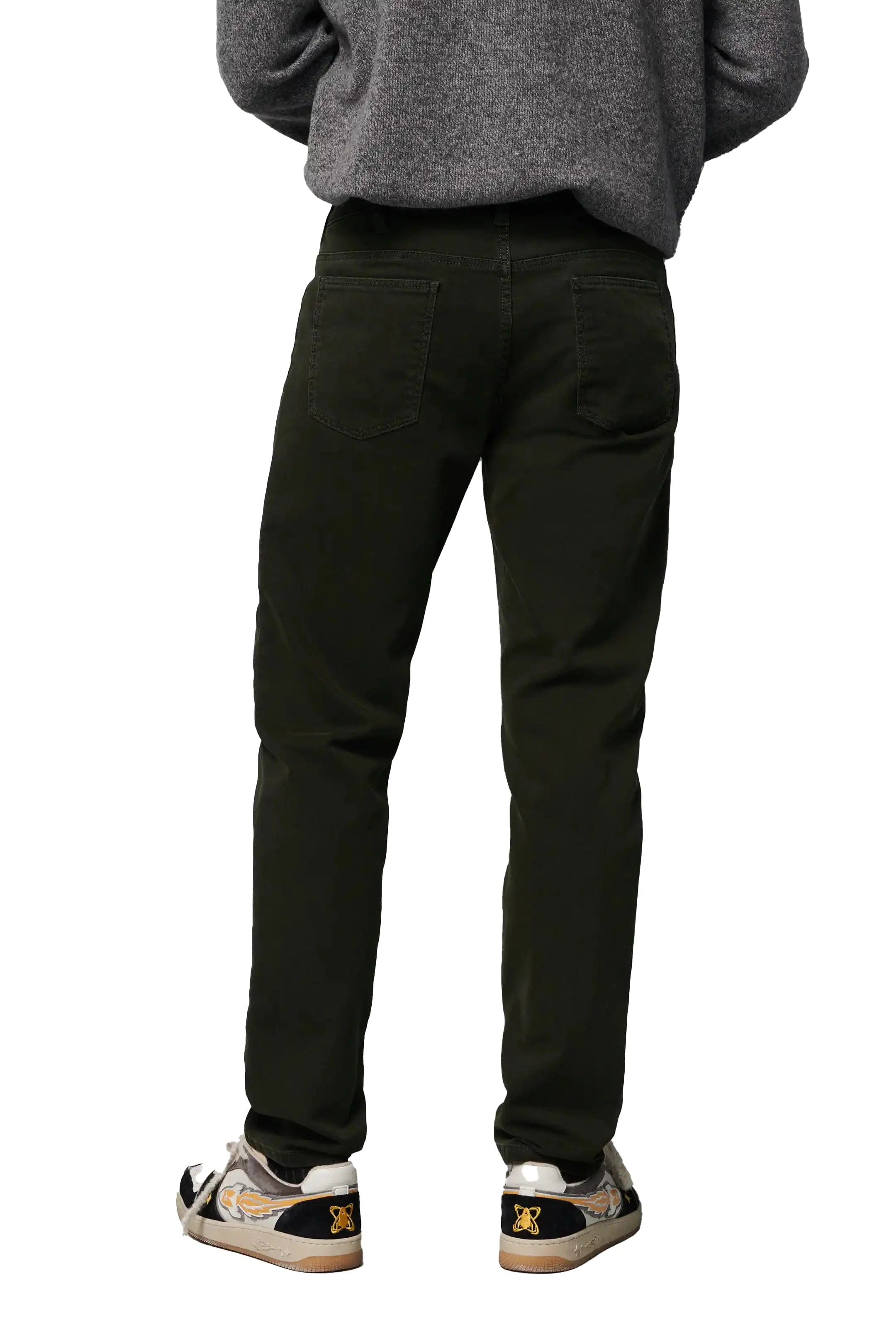 M5 Slim Micro Structure Cotton Stretch Chinos - Dark Green - Image 2