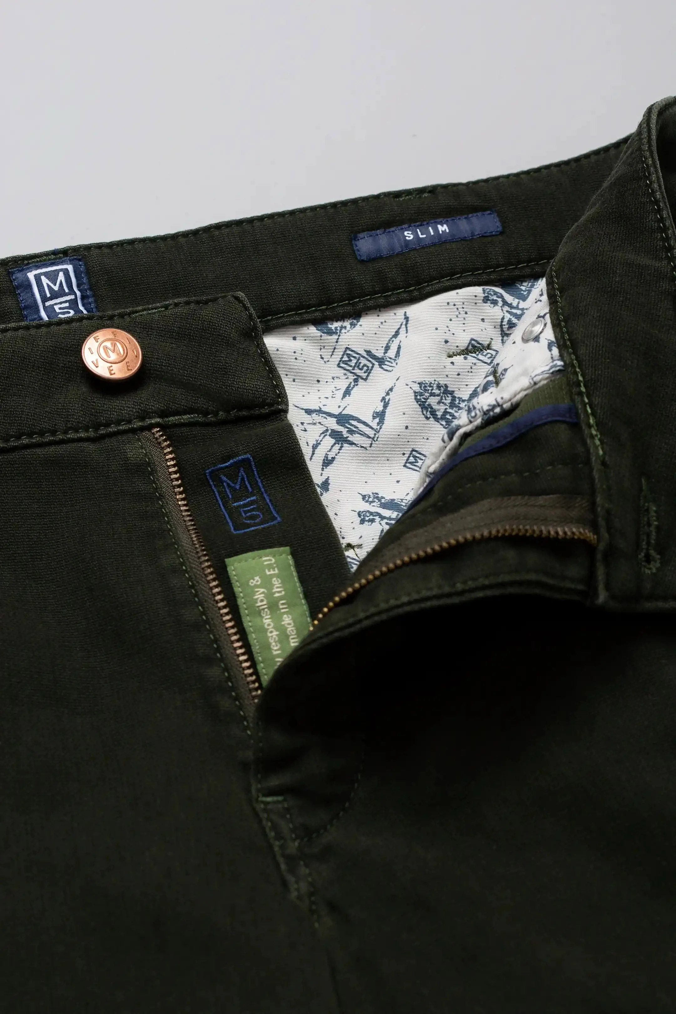M5 Slim Micro Structure Cotton Stretch Chinos - Dark Green - Image 3