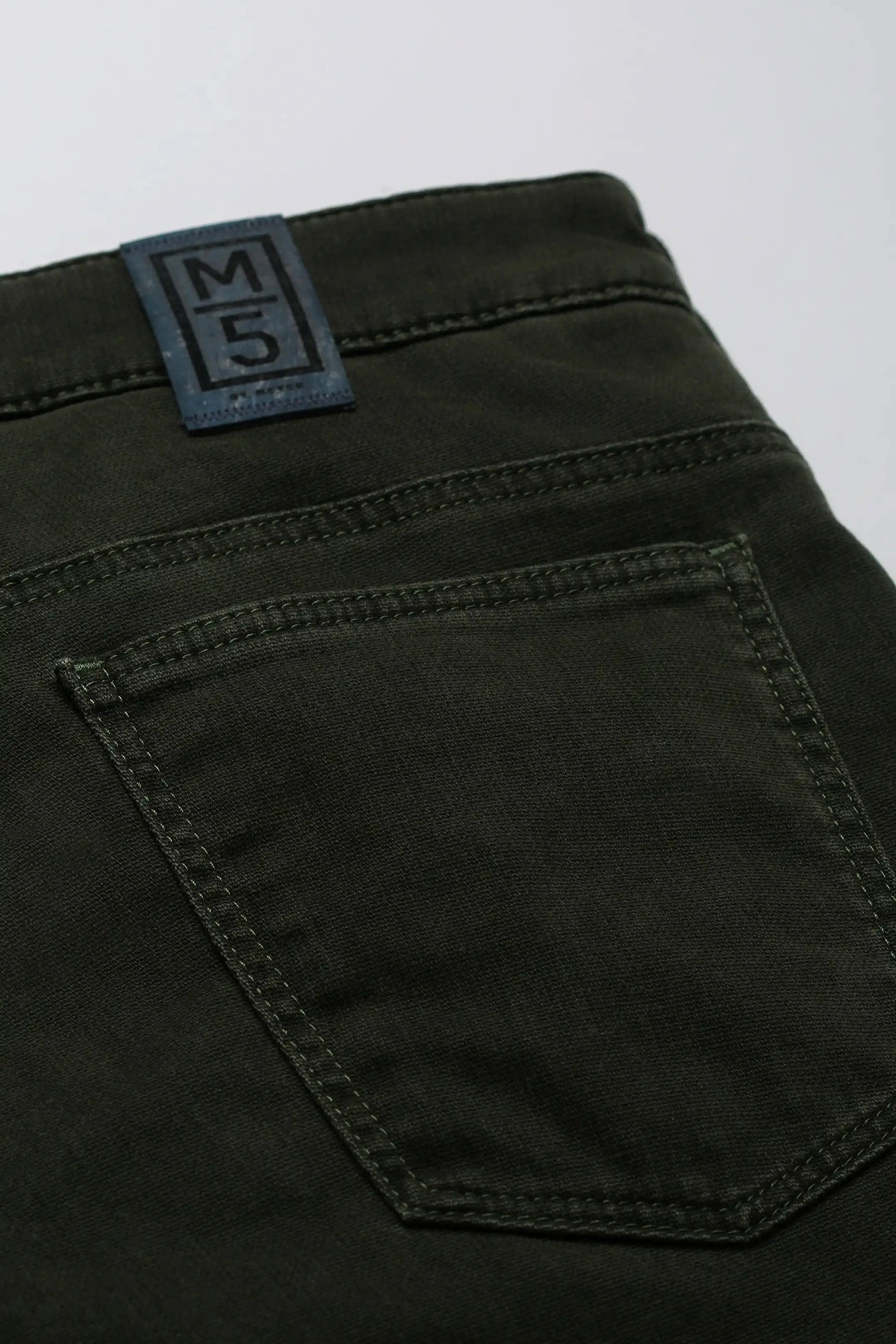 M5 Slim Micro Structure Cotton Stretch Chinos - Dark Green - Image 4