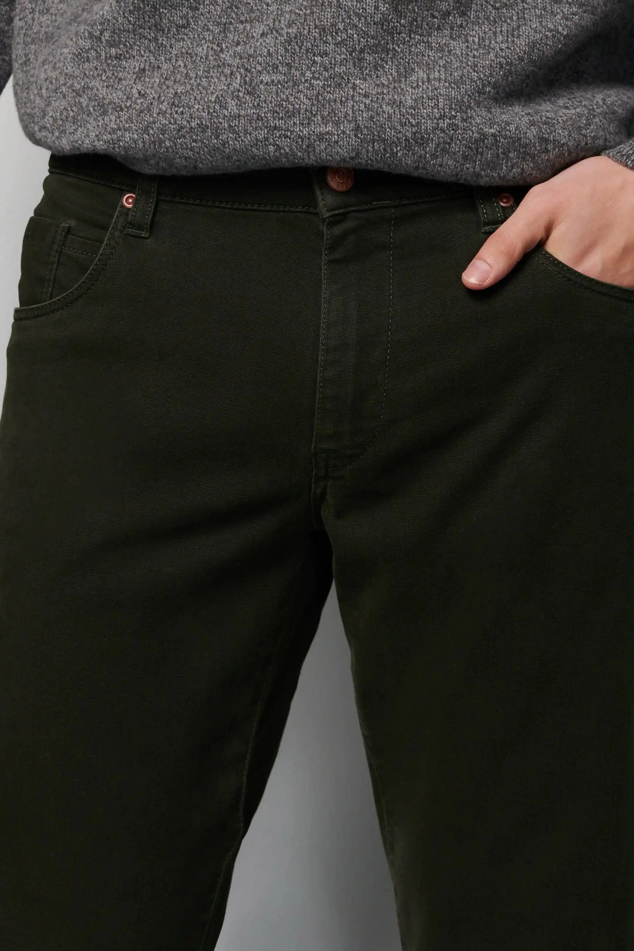 M5 Slim Micro Structure Cotton Stretch Chinos - Dark Green - Image 5