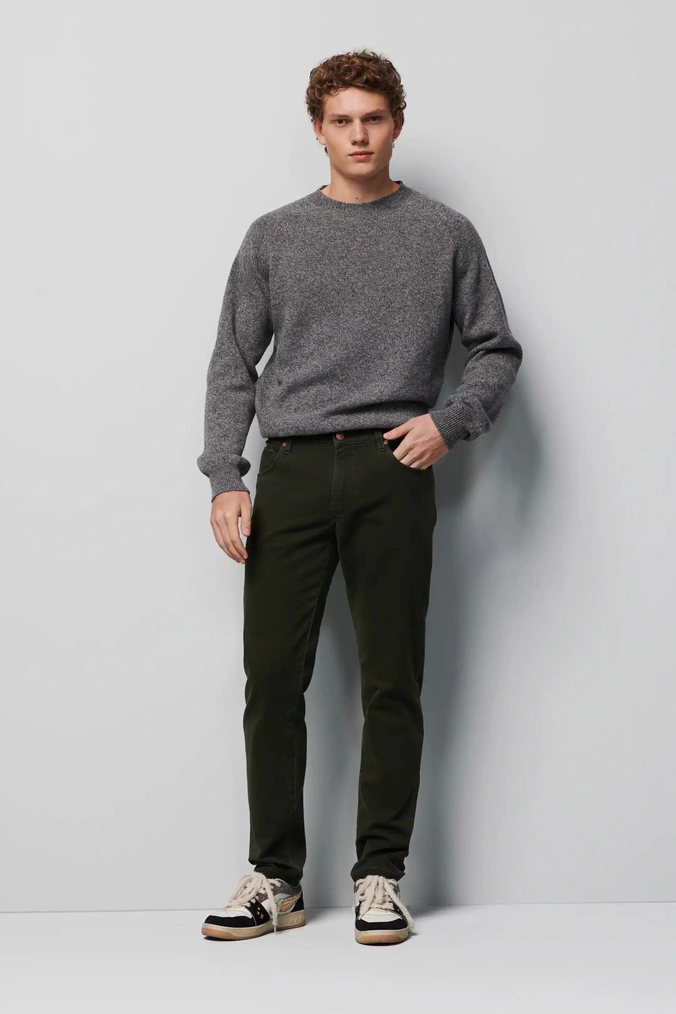 M5 Slim Micro Structure Cotton Stretch Chinos - Dark Green - Image 6