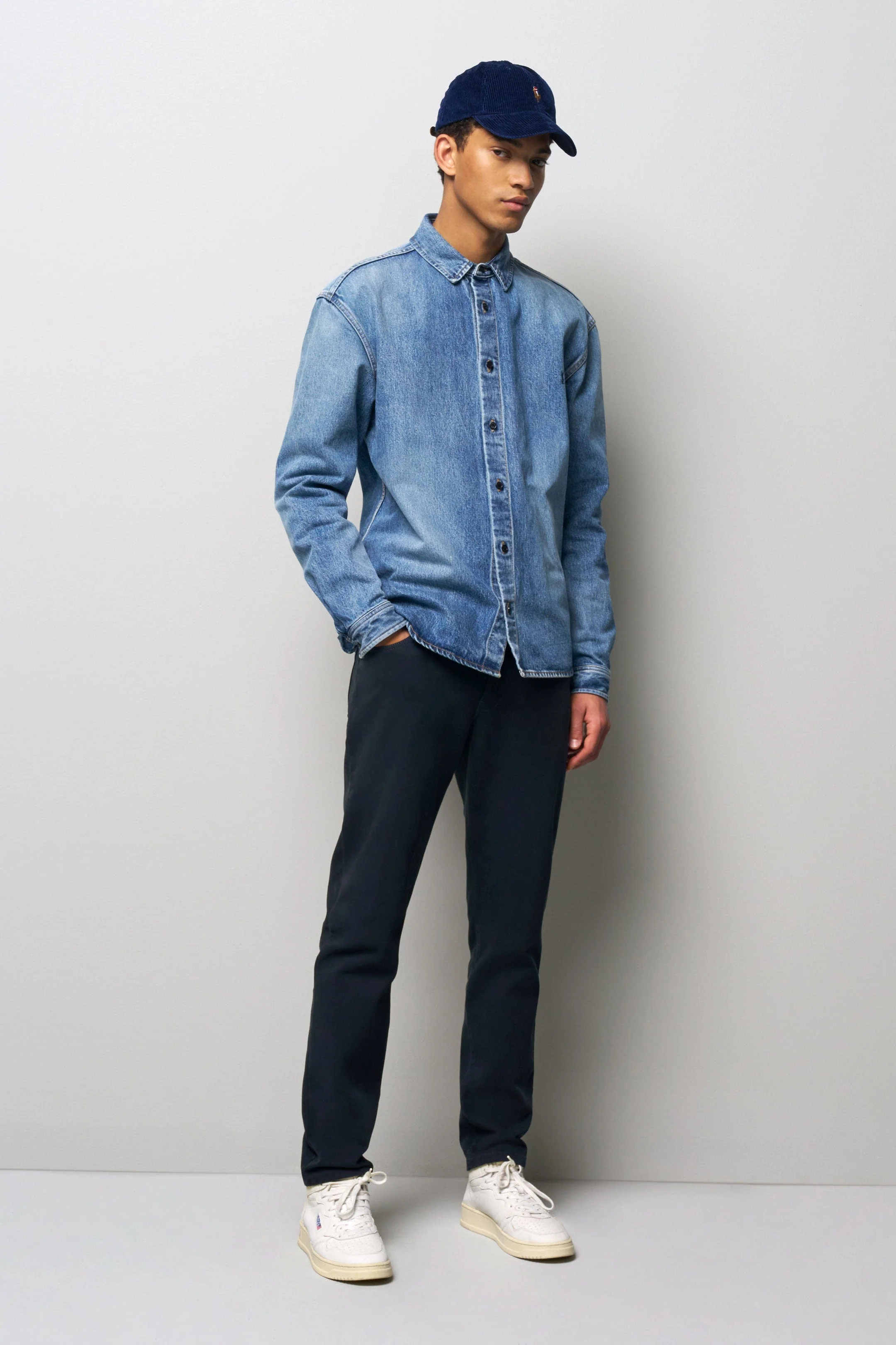 M5 Slim Soft Stretch Cotton Twill Chinos - Dark Blue - Image 3