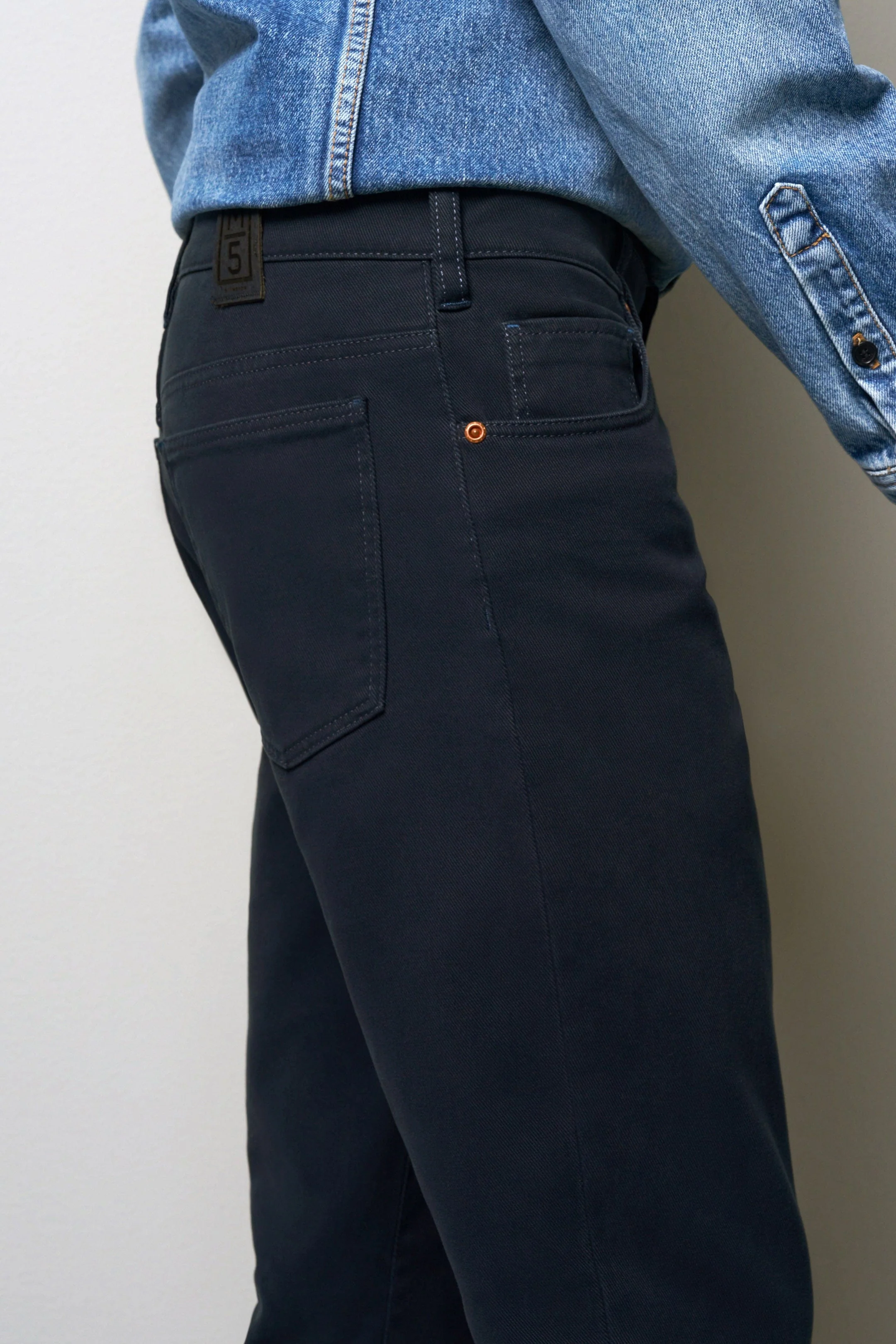 M5 Slim Soft Stretch Cotton Twill Chinos - Dark Blue - Image 6