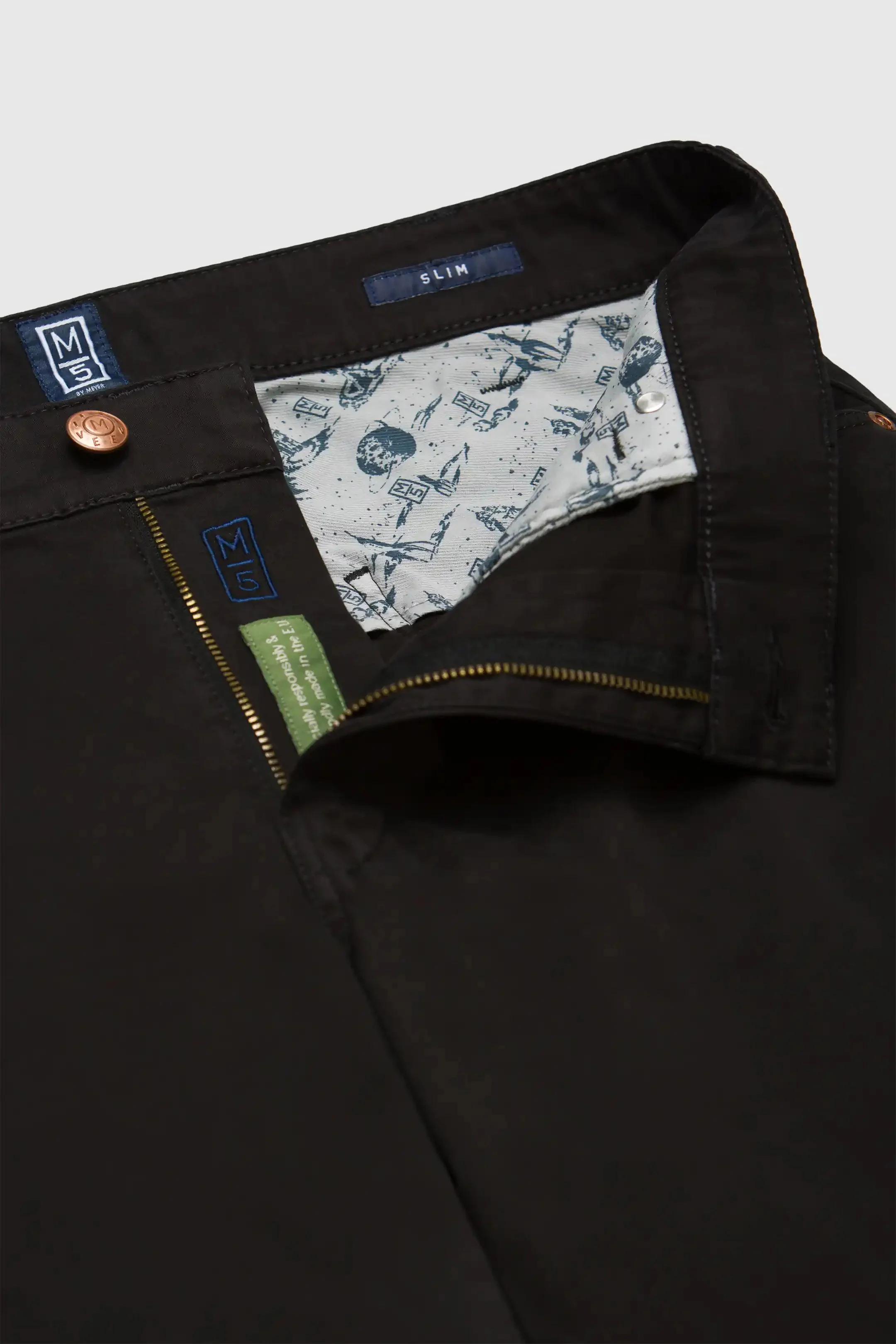 M5 Slim Soft Stretch Pima Cotton Chinos - Black - Image 3