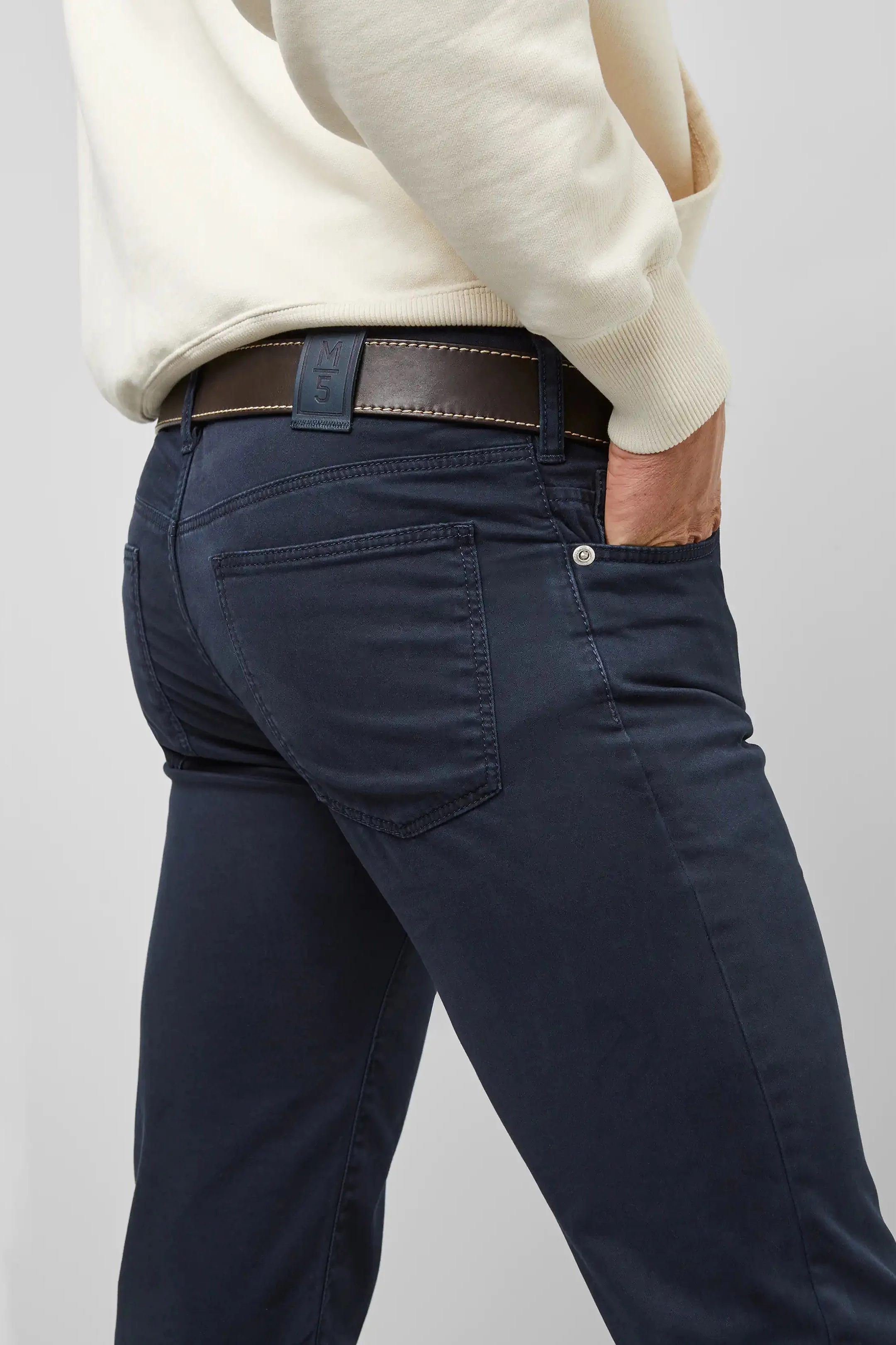 M5 Slim Soft Stretch Pima Cotton Chinos - Navy - Image 3