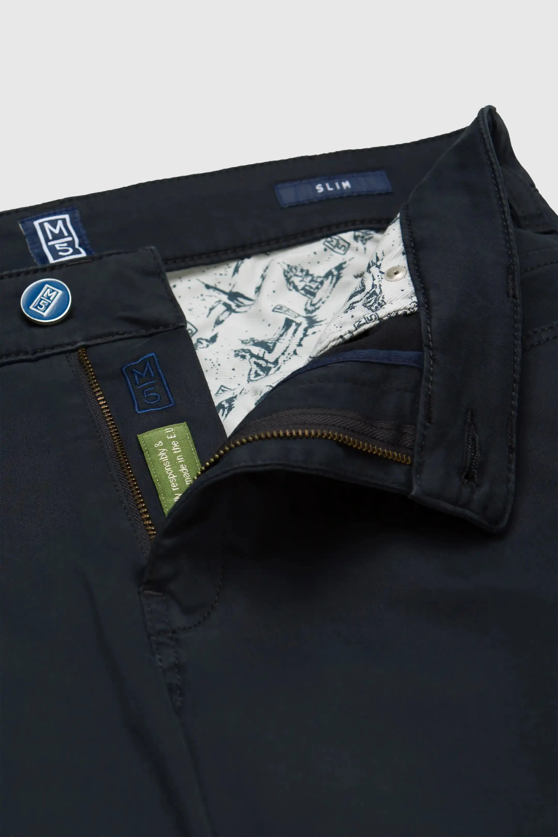M5 Slim Soft Stretch Pima Cotton Chinos - Navy - Image 4