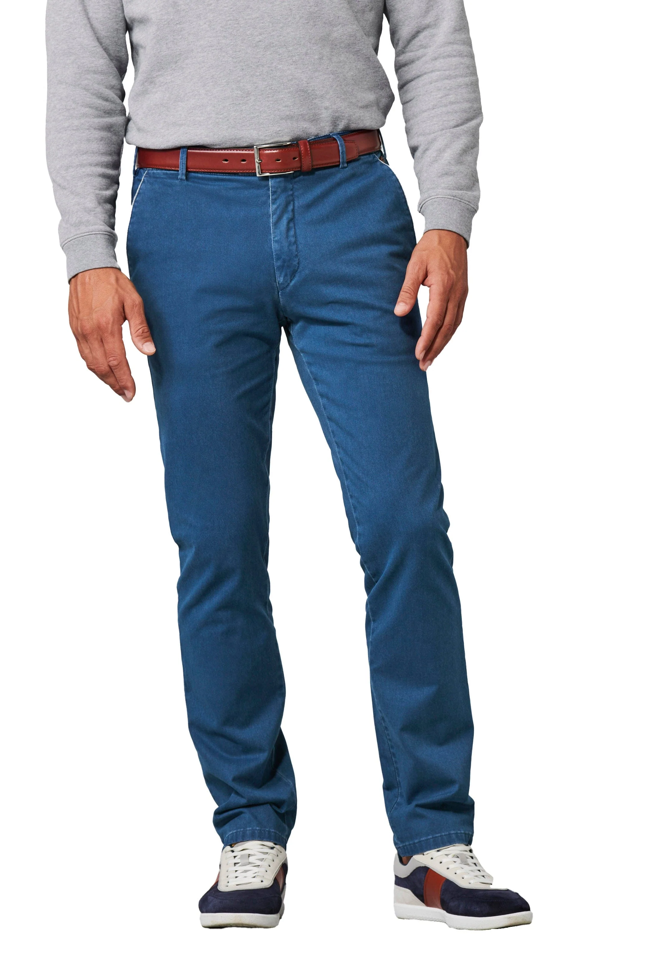 New York Lightweight Cotton Stretch Chinos - Blue