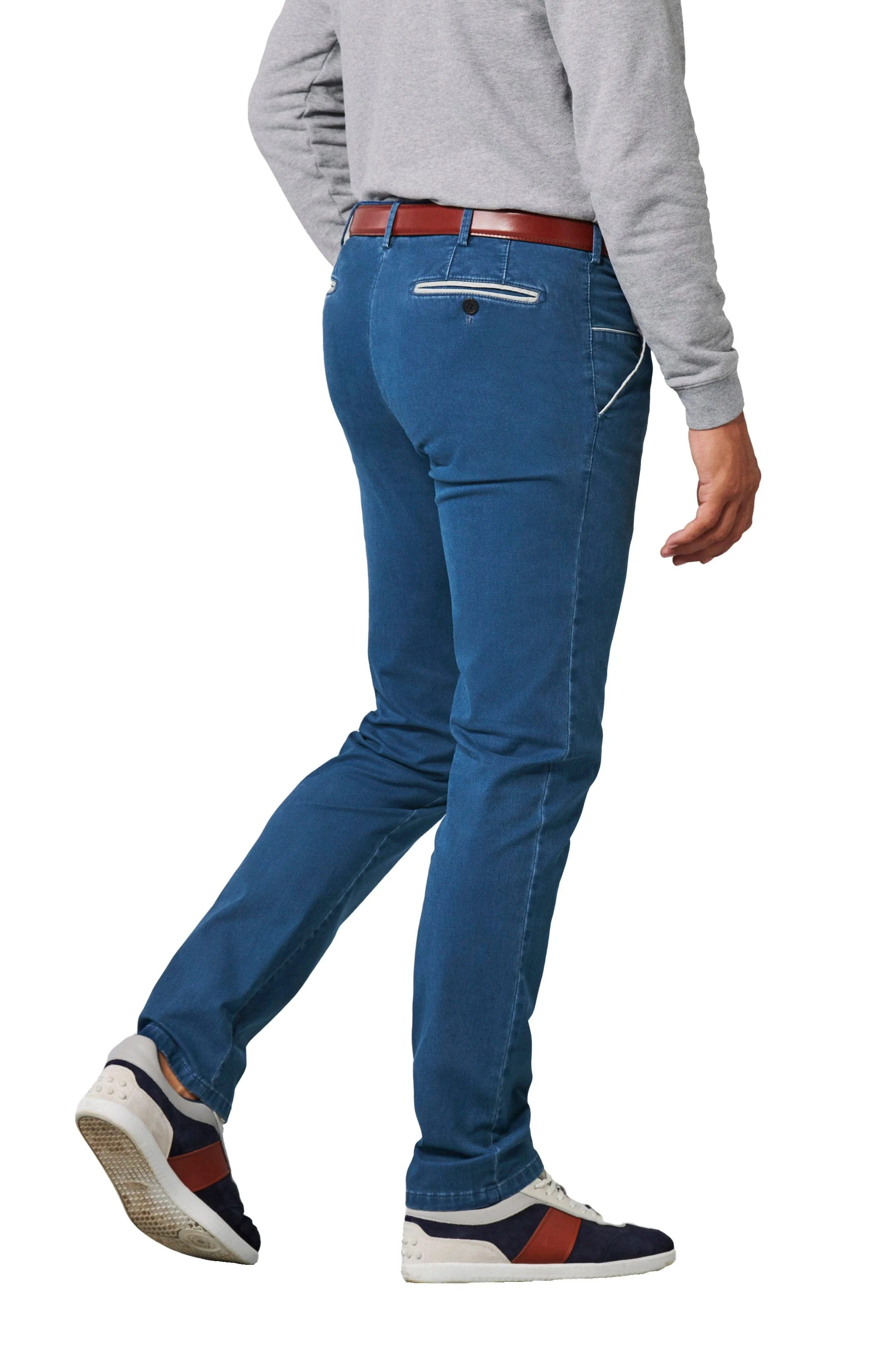 New York Lightweight Cotton Stretch Chinos - Blue - Image 2