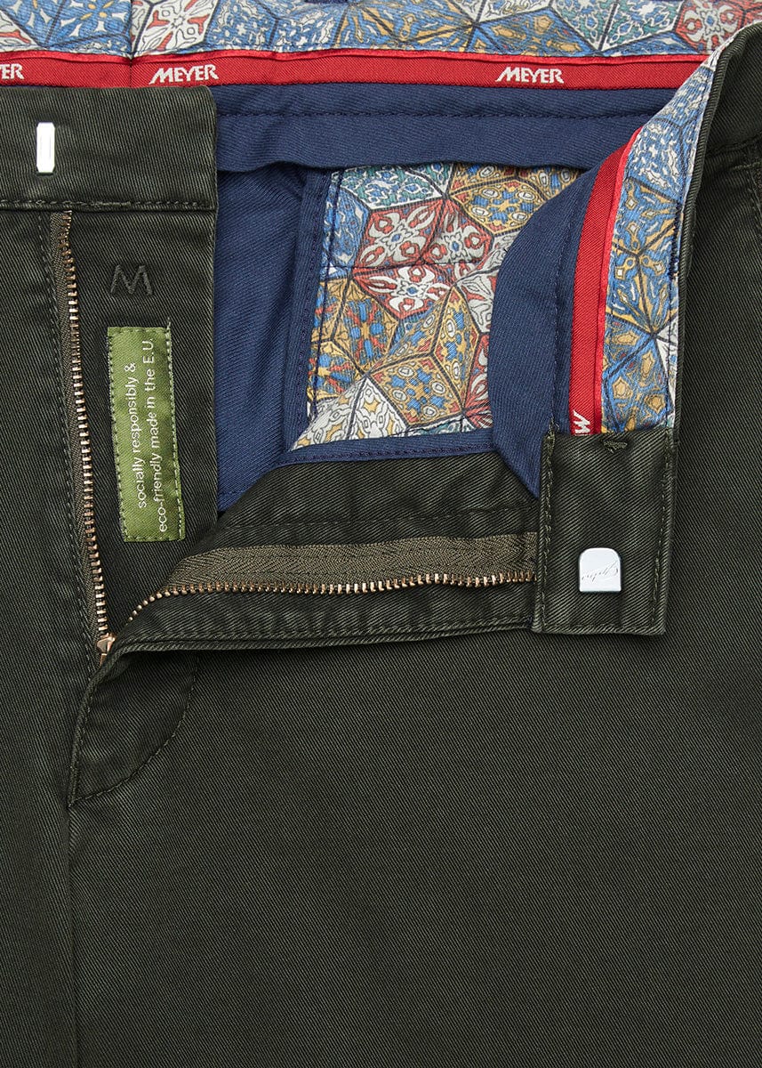 New York Cotton Stretch Chinos - Dark Green - Image 3
