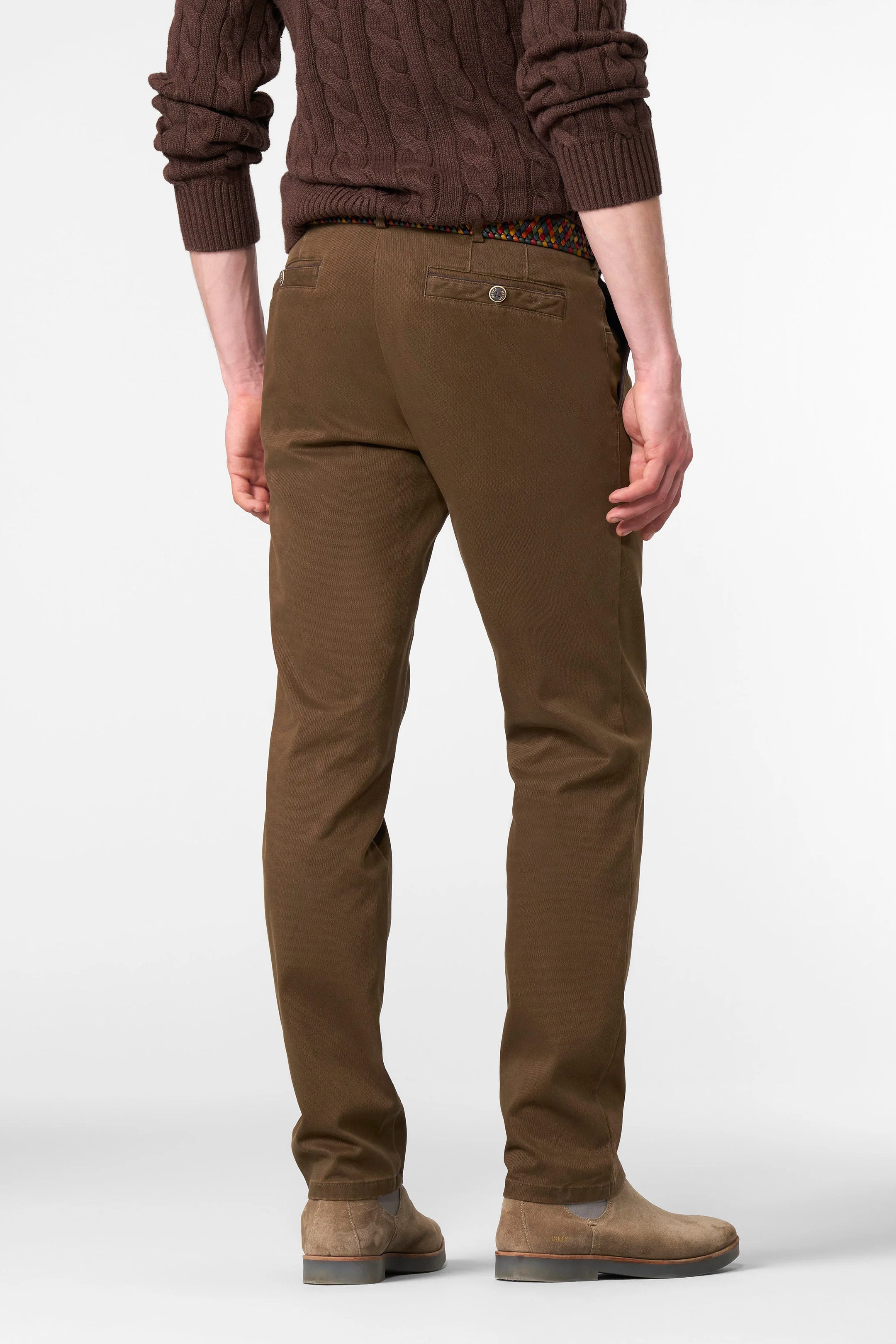 New York Fine Texture Cotton Stretch Chinos - Caramel - Image 2