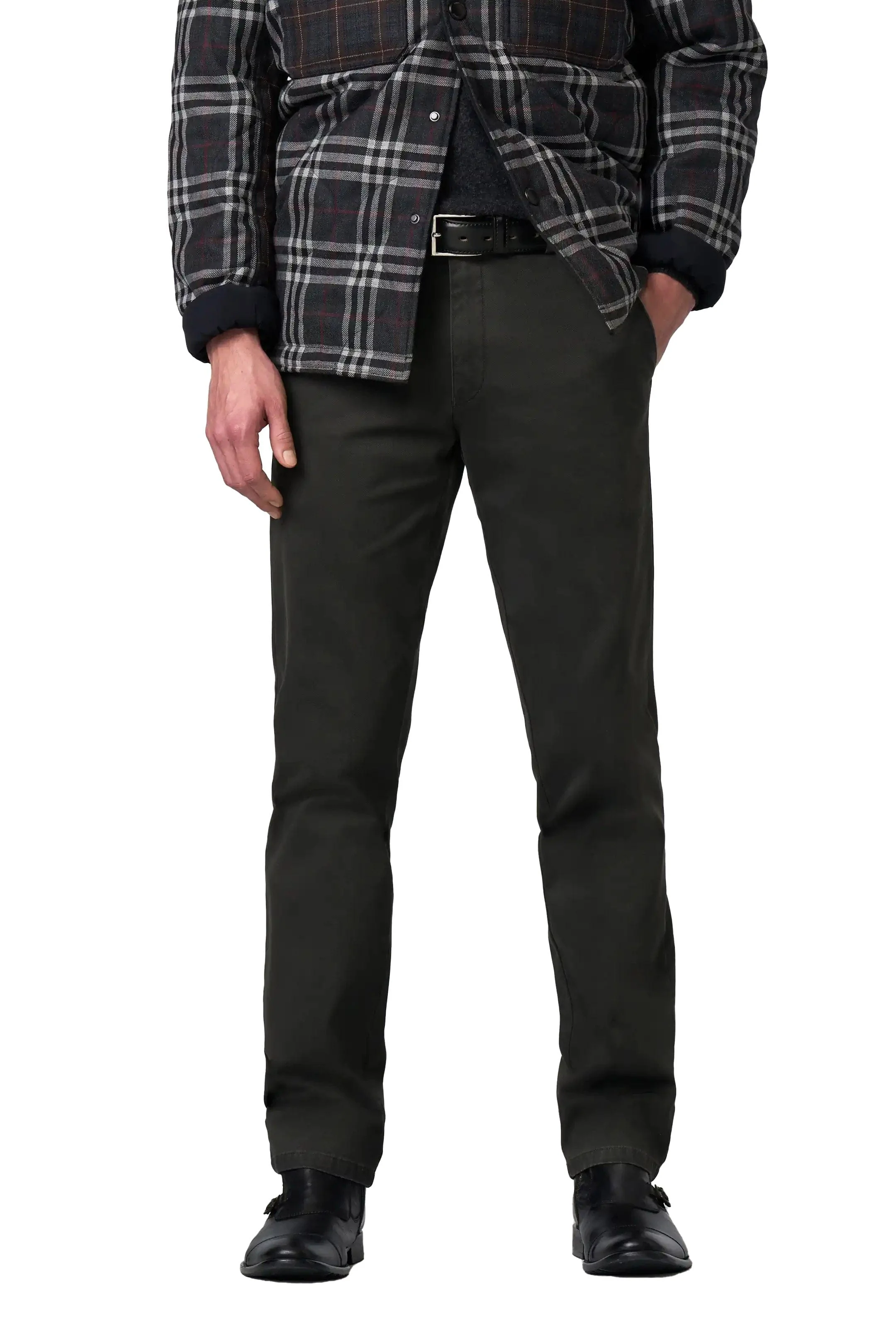 New York Fine Texture Cotton Stretch Chinos - Dark Grey