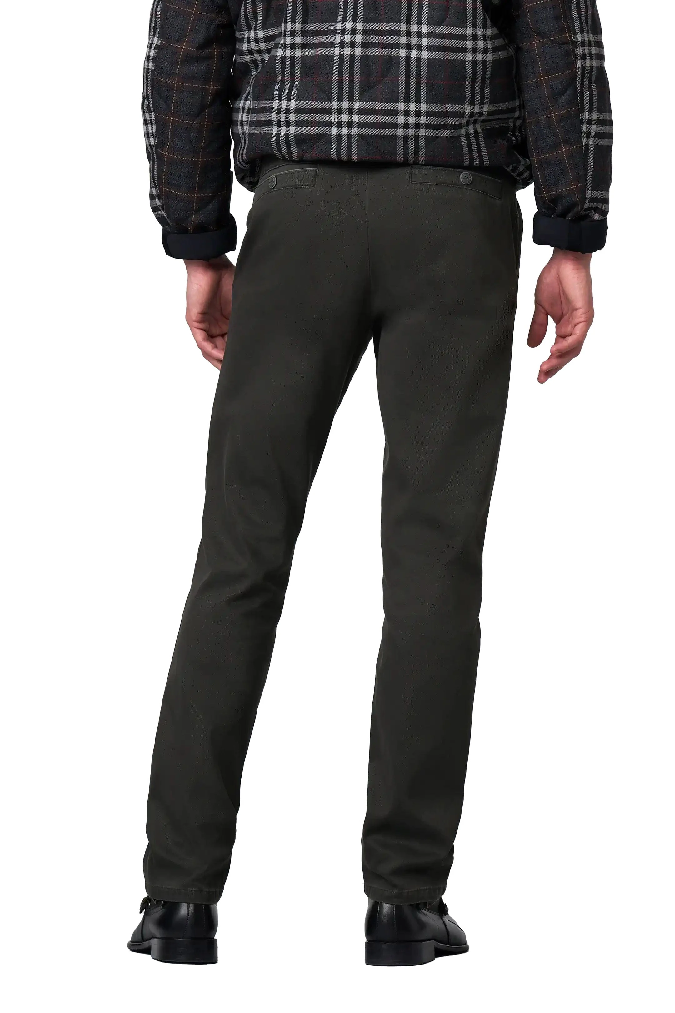 New York Fine Texture Cotton Stretch Chinos - Dark Grey - Image 2
