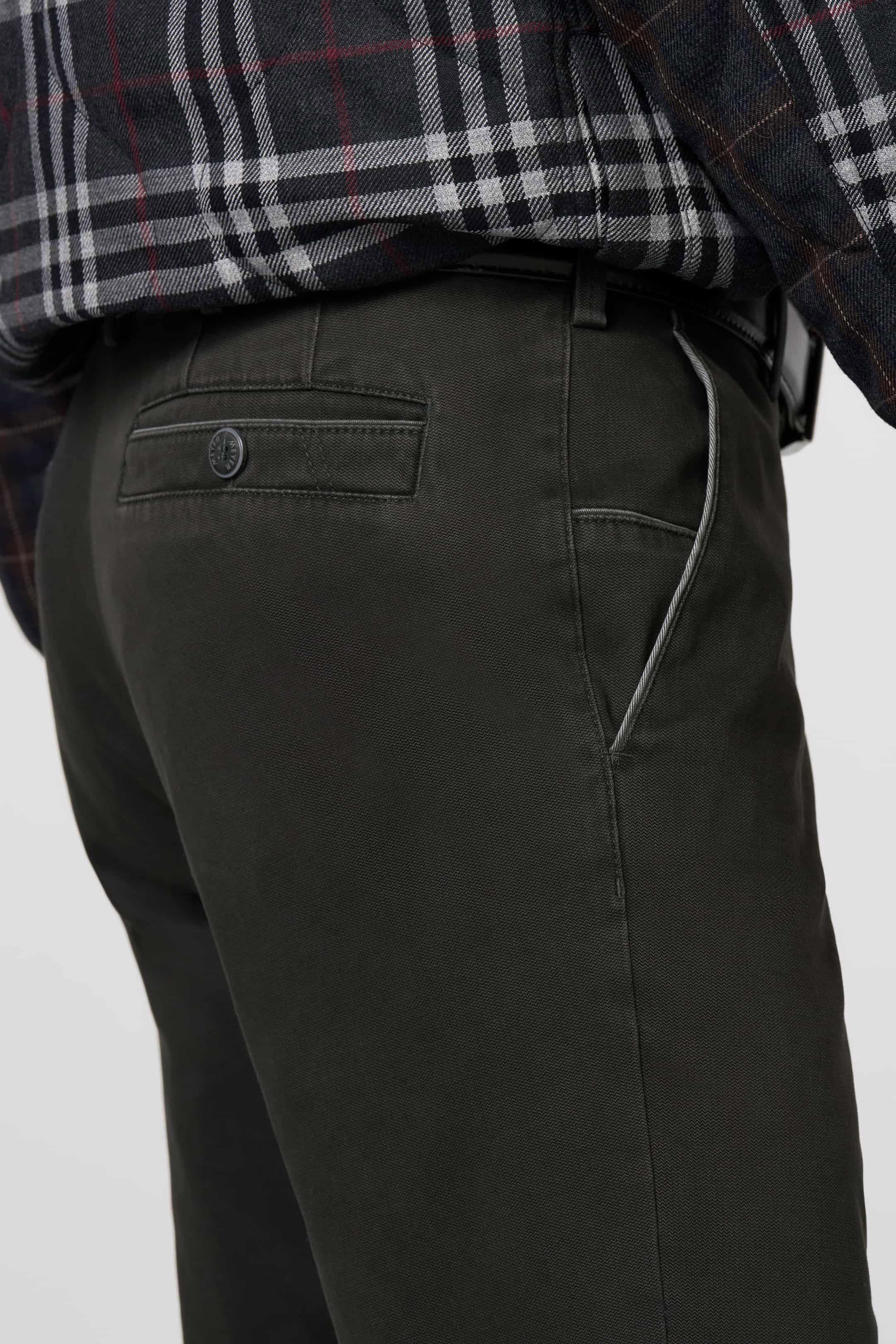 New York Fine Texture Cotton Stretch Chinos - Dark Grey - Image 4