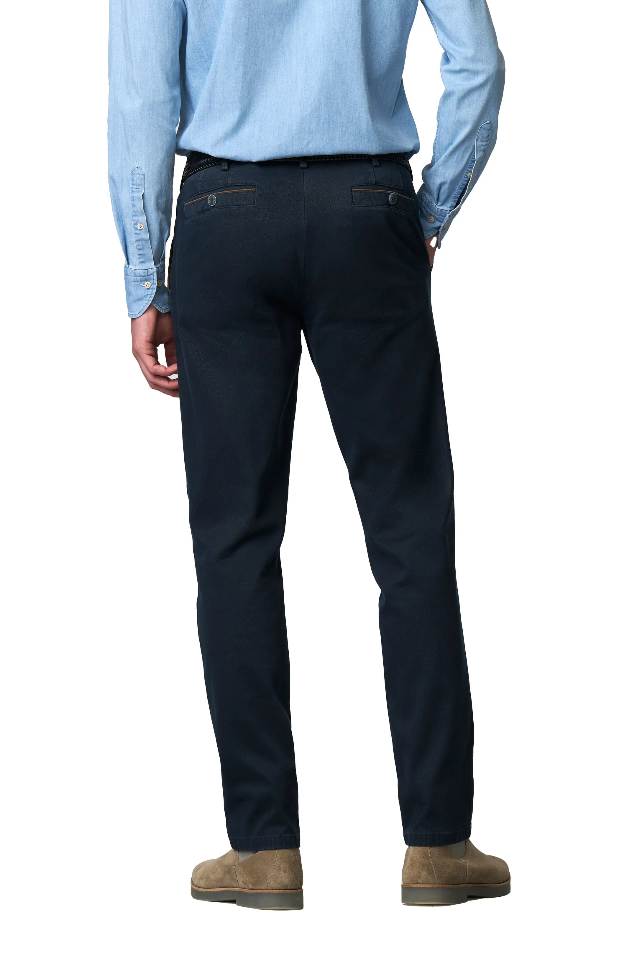 New York Fine Texture Cotton Stretch Chinos - Navy - Image 2