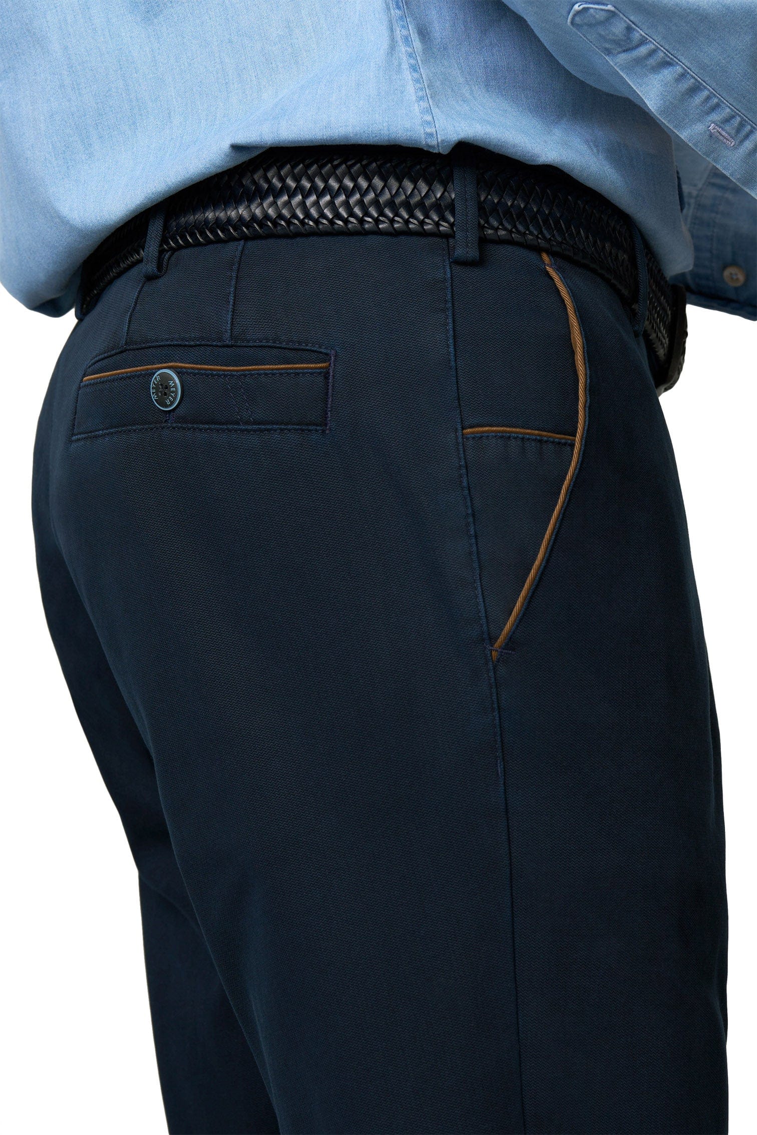 New York Fine Texture Cotton Stretch Chinos - Navy - Image 6