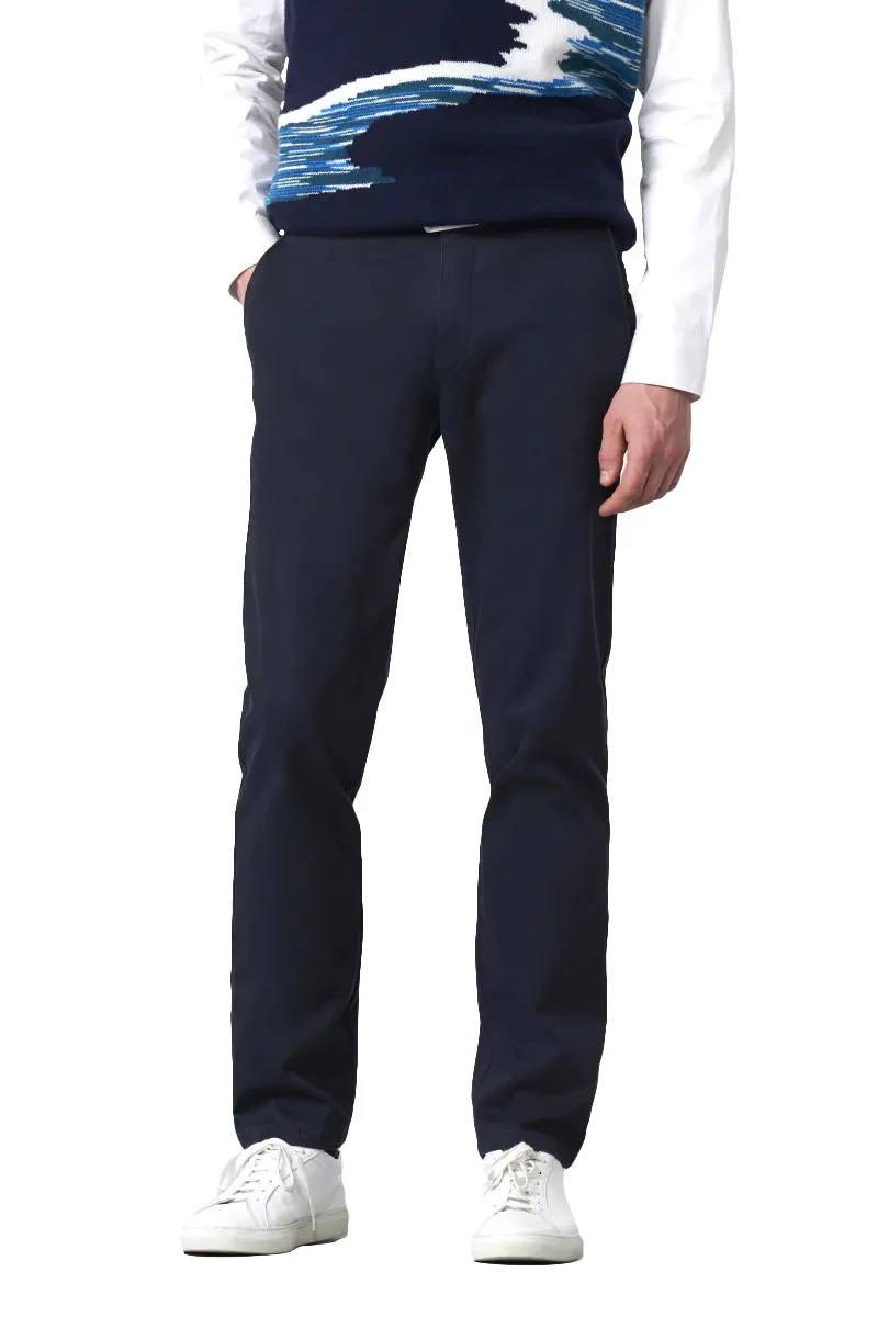 New York Fine Texture Cotton Stretch Chinos - Navy