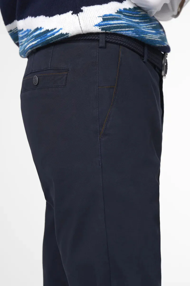 New York Fine Texture Cotton Stretch Chinos - Navy - Image 2