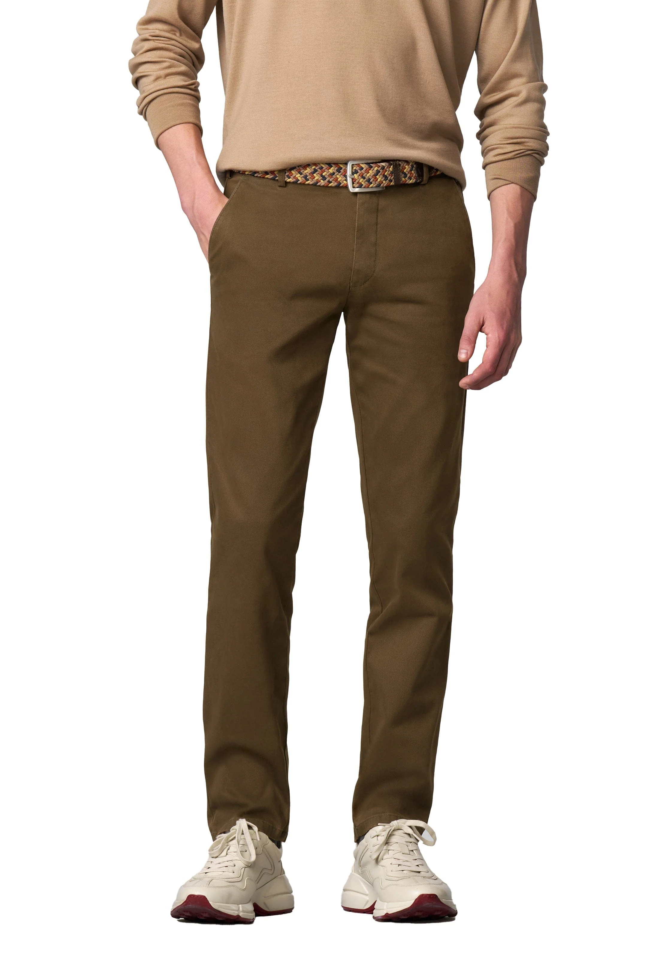 New York Fine Texture Cotton Stretch Chinos - Rich Beige