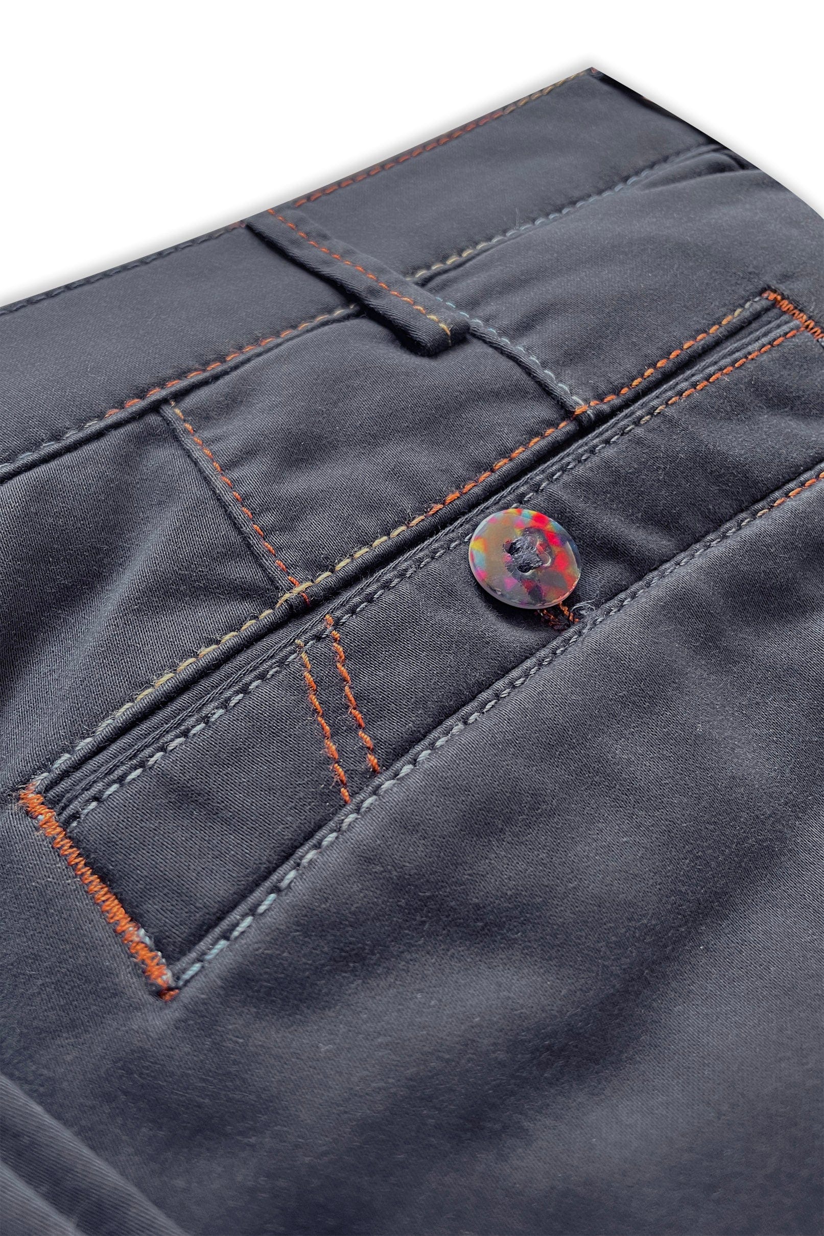 New York Rainbow Stitch Super Soft Cotton Chinos - Navy - Image 2
