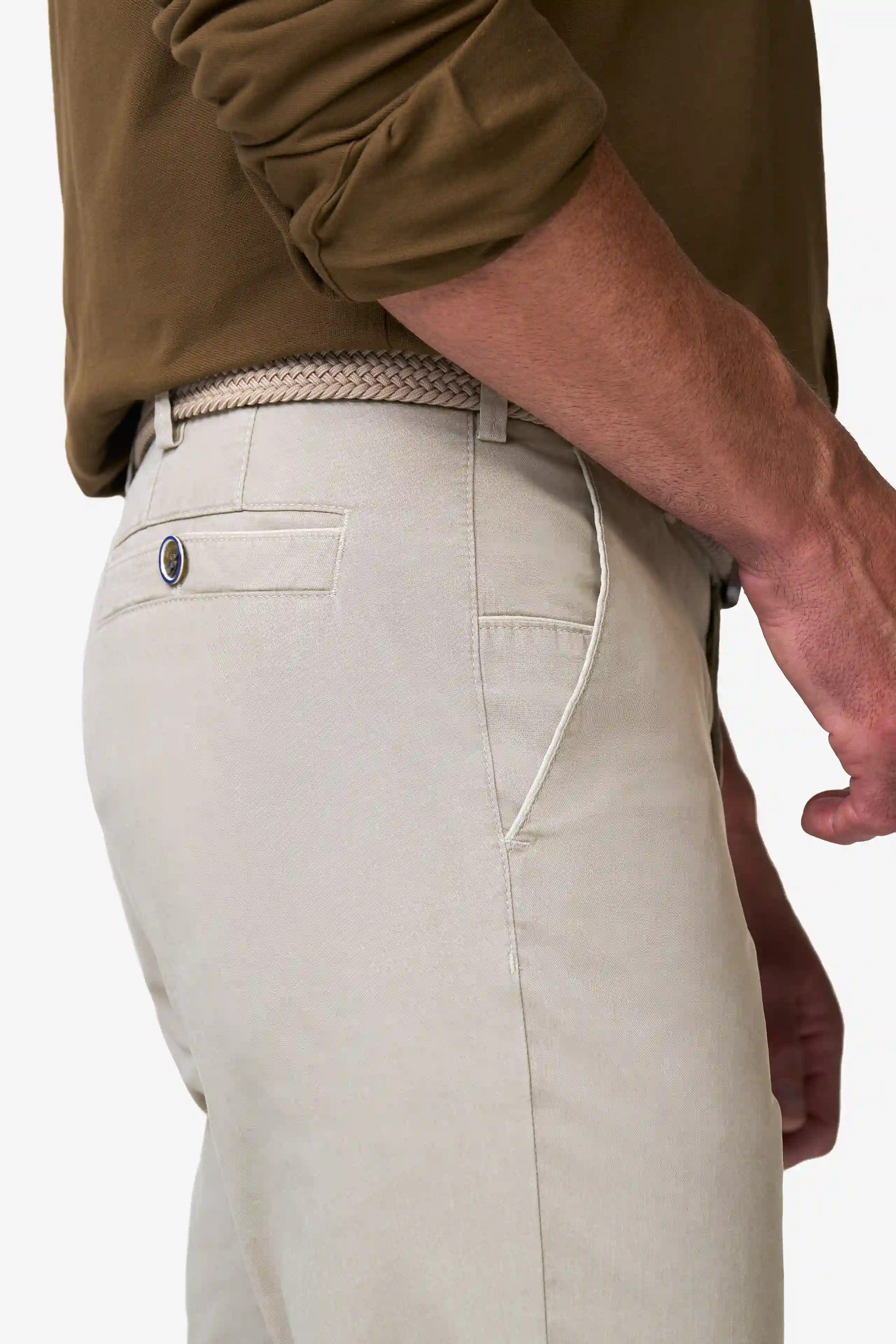 New York Stretch Light Delave Trousers - Light Taupe - Image 3