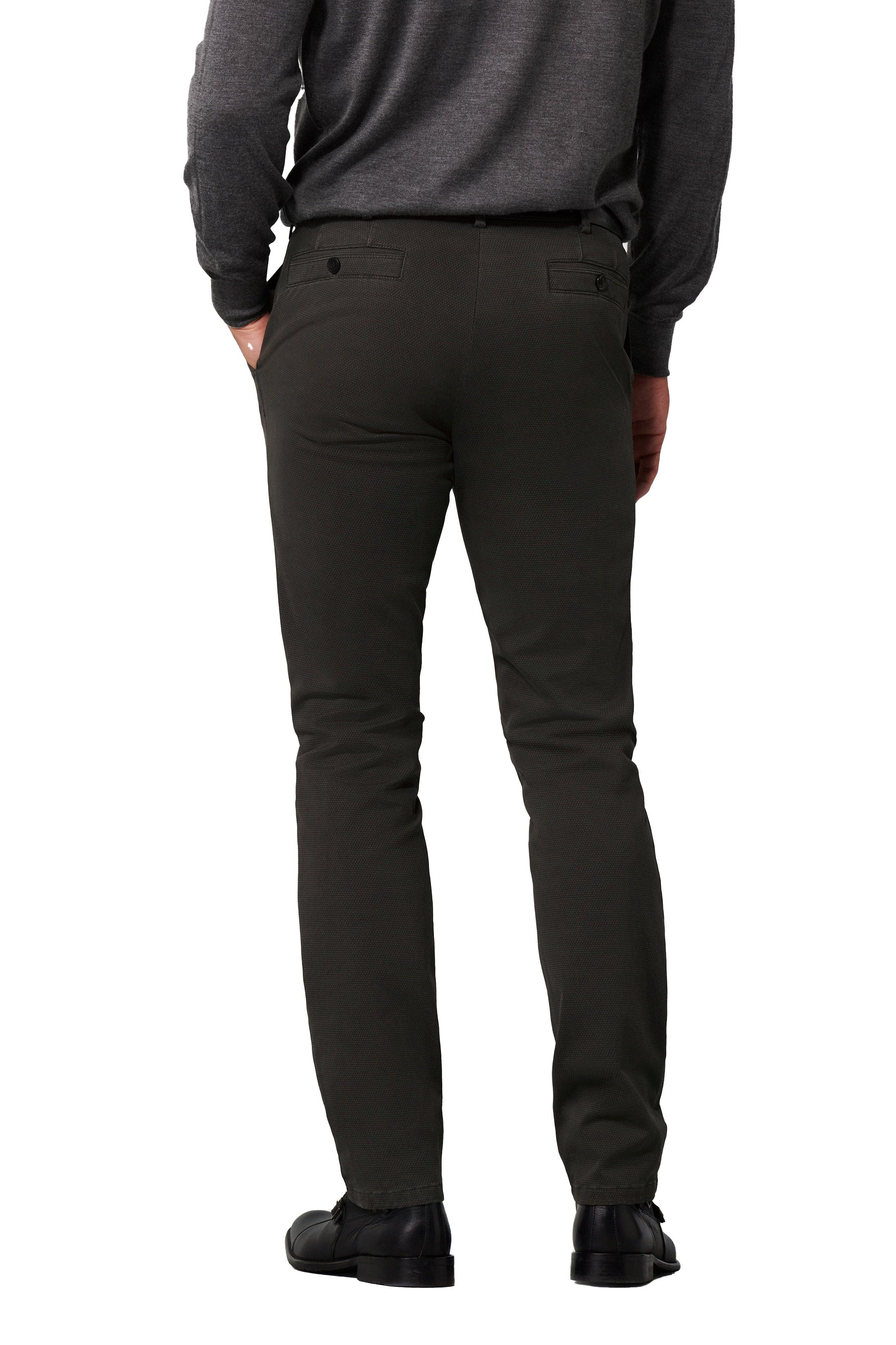 New York Two Colour Cotton Stretch Chinos - Charcoal - Image 2
