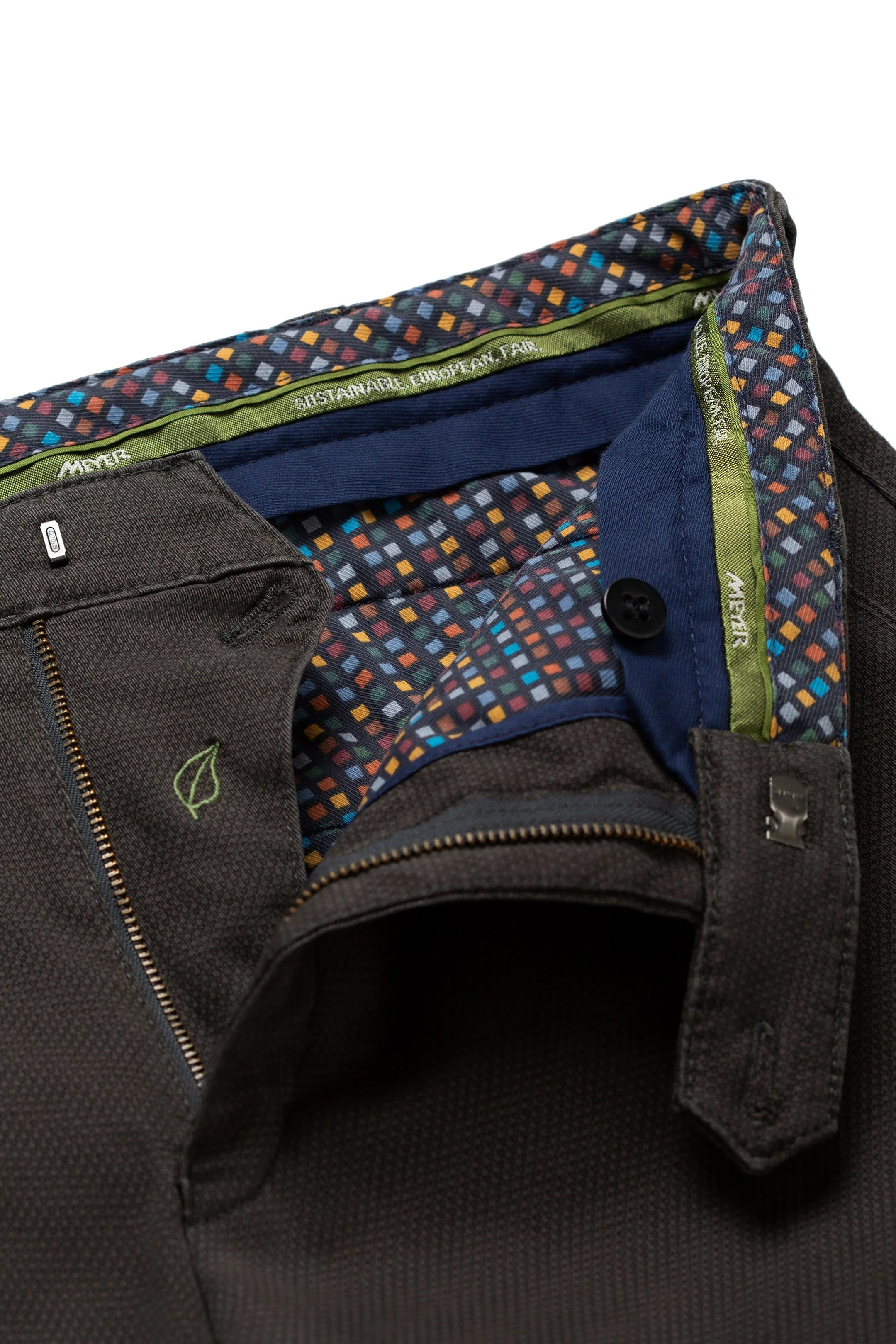 New York Two Colour Cotton Stretch Chinos - Charcoal - Image 4
