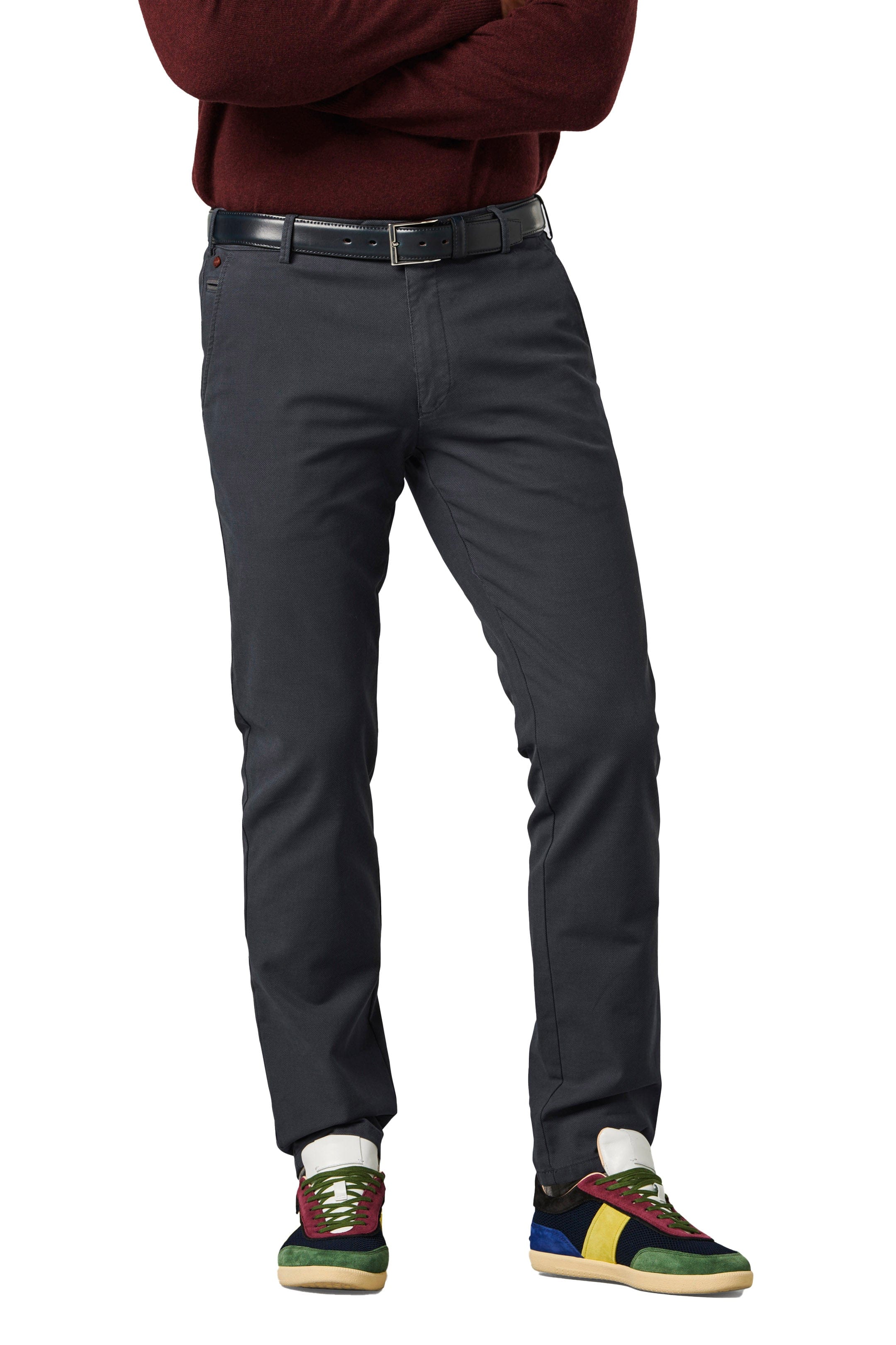 New York Two Tone Cotton Stretch Chinos - Navy