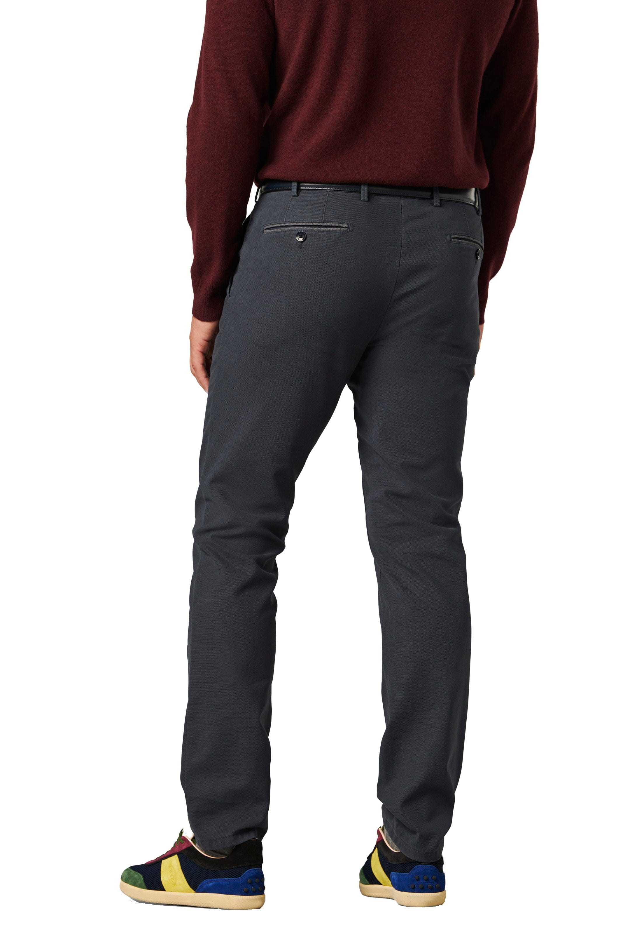 New York Two Tone Cotton Stretch Chinos - Navy - Image 2
