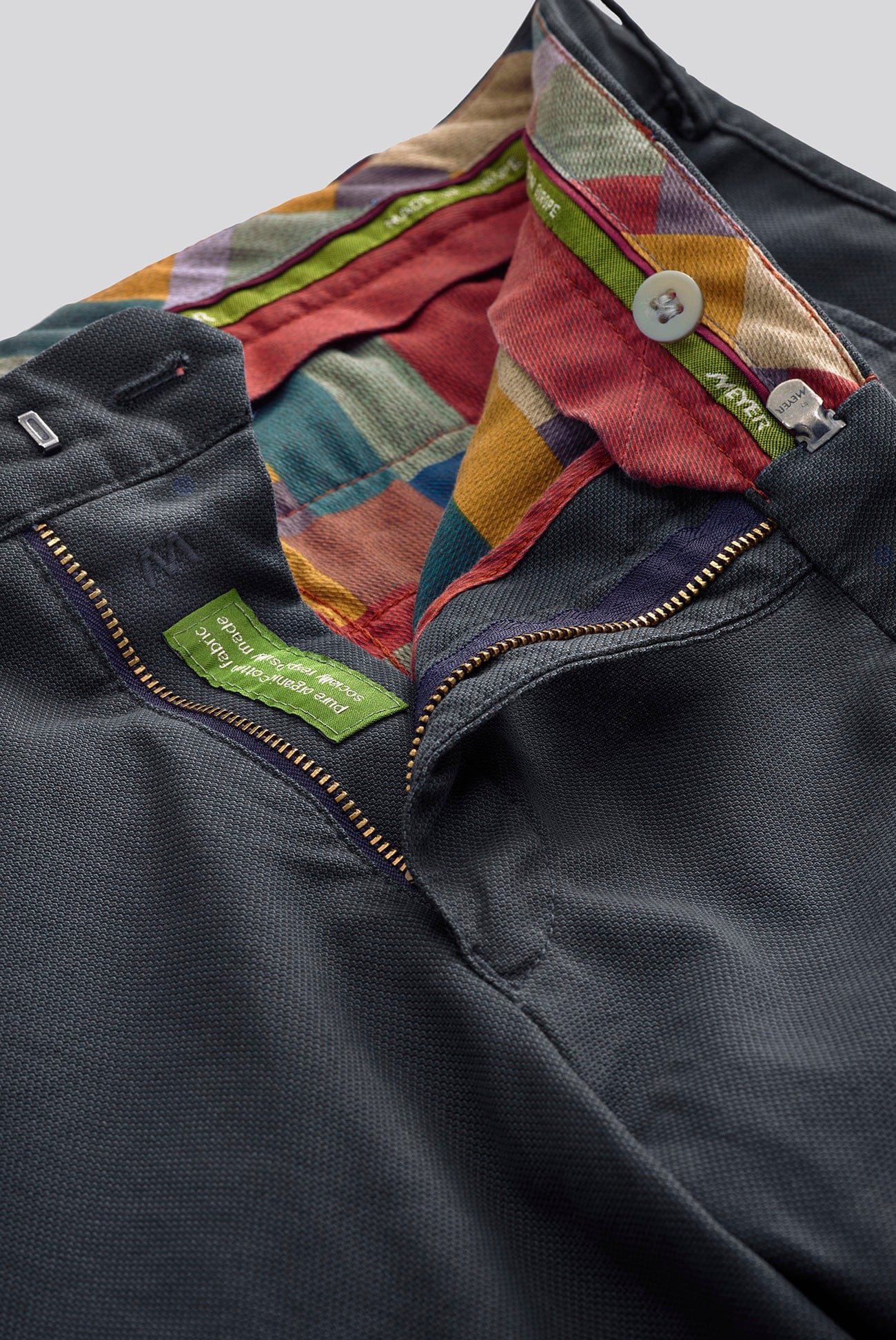 New York Two Tone Cotton Stretch Chinos - Navy - Image 4