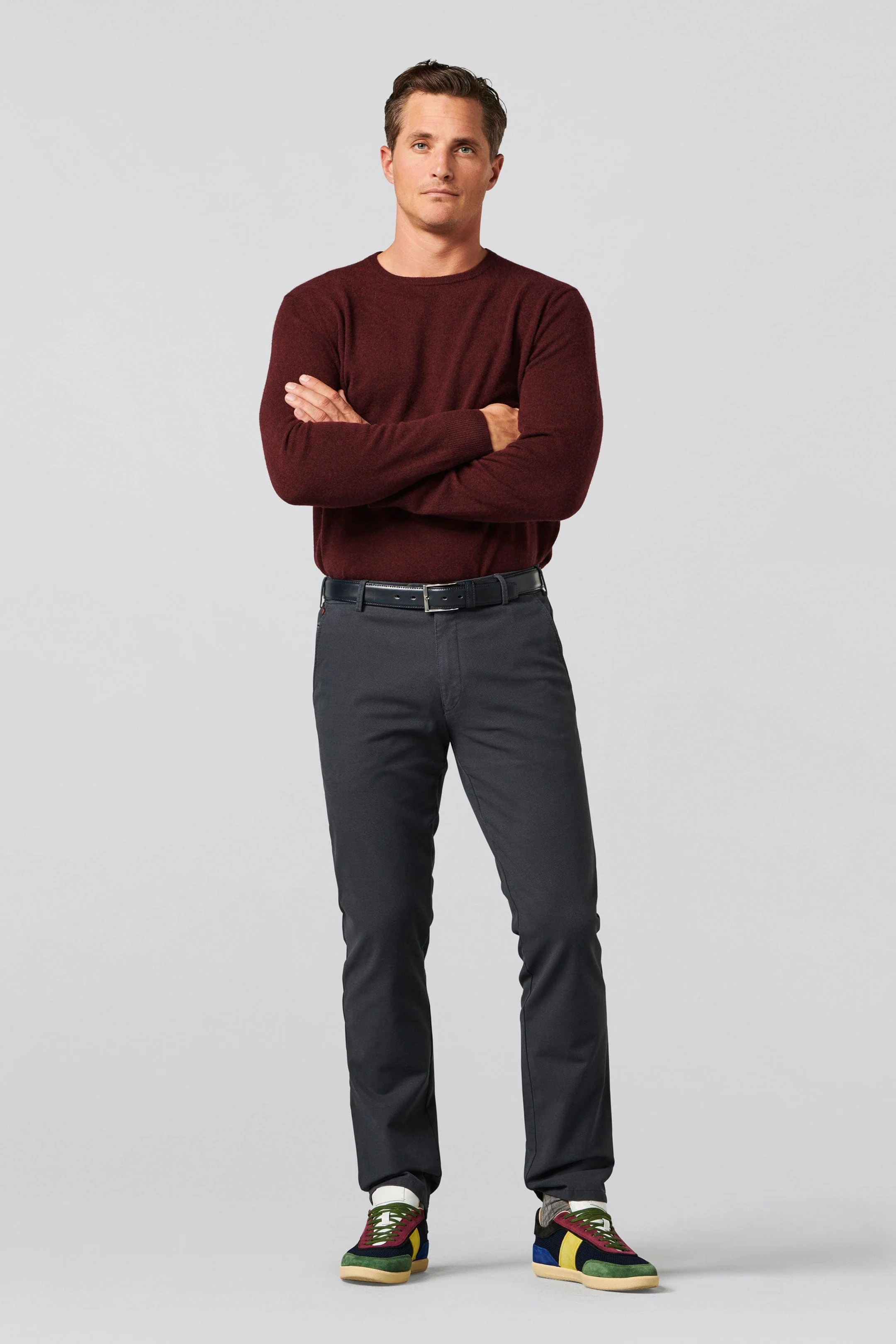 New York Two Tone Cotton Stretch Chinos - Navy - Image 6