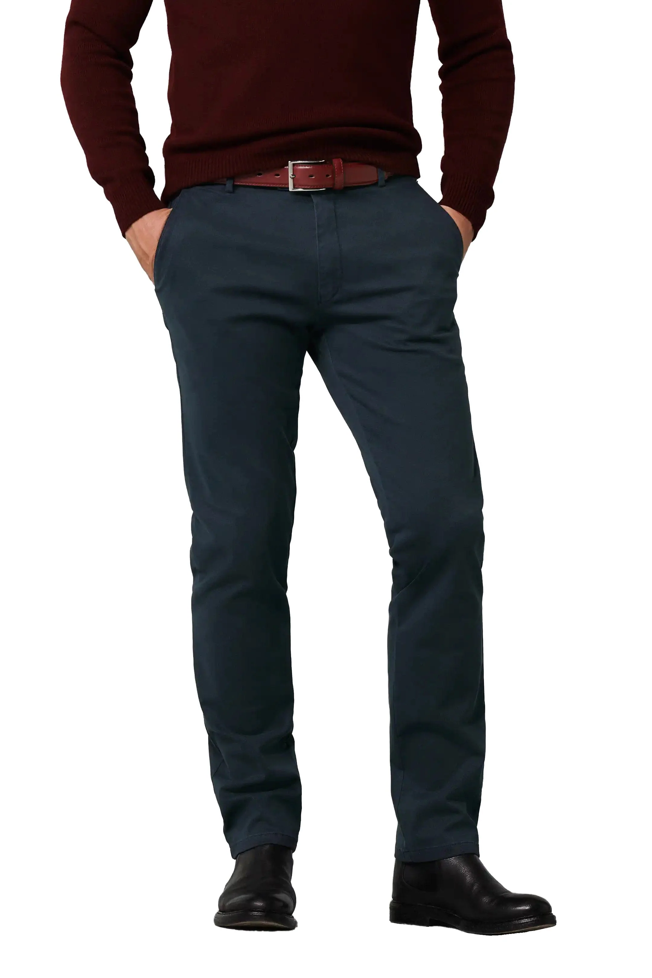 New York Two Colour Cotton Stretch Chinos - Navy