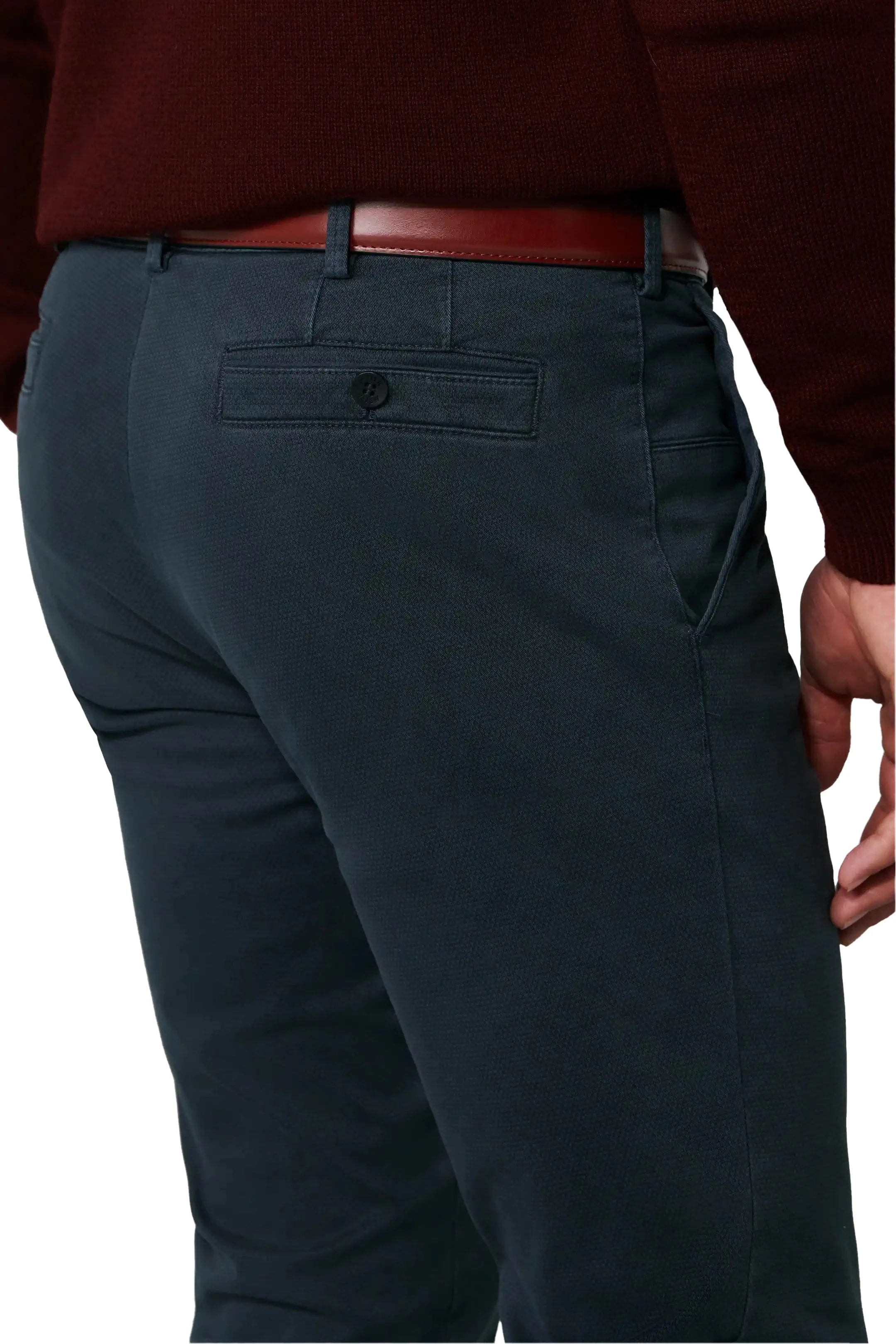 New York Two Colour Cotton Stretch Chinos - Navy - Image 3