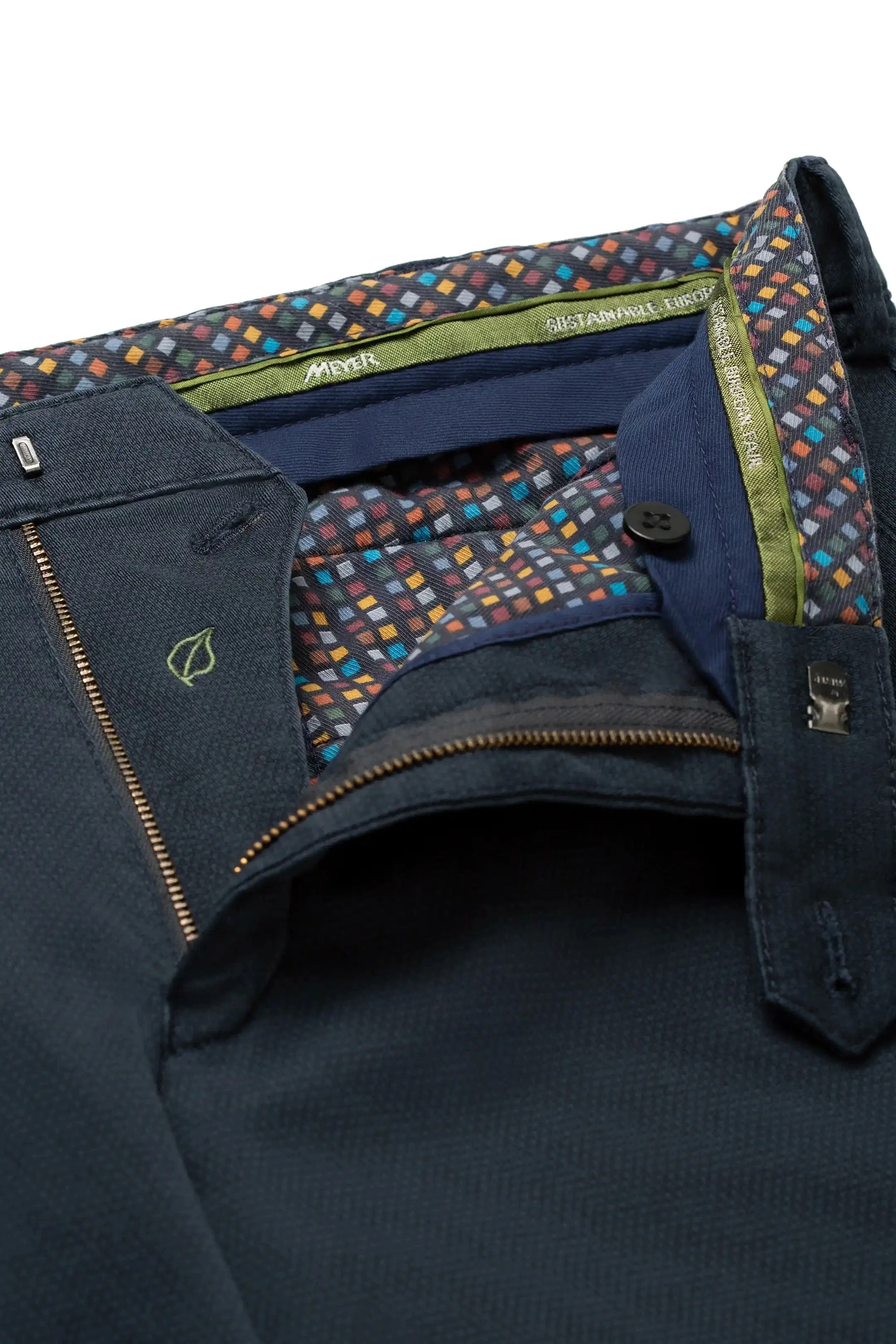 New York Two Colour Cotton Stretch Chinos - Navy - Image 4