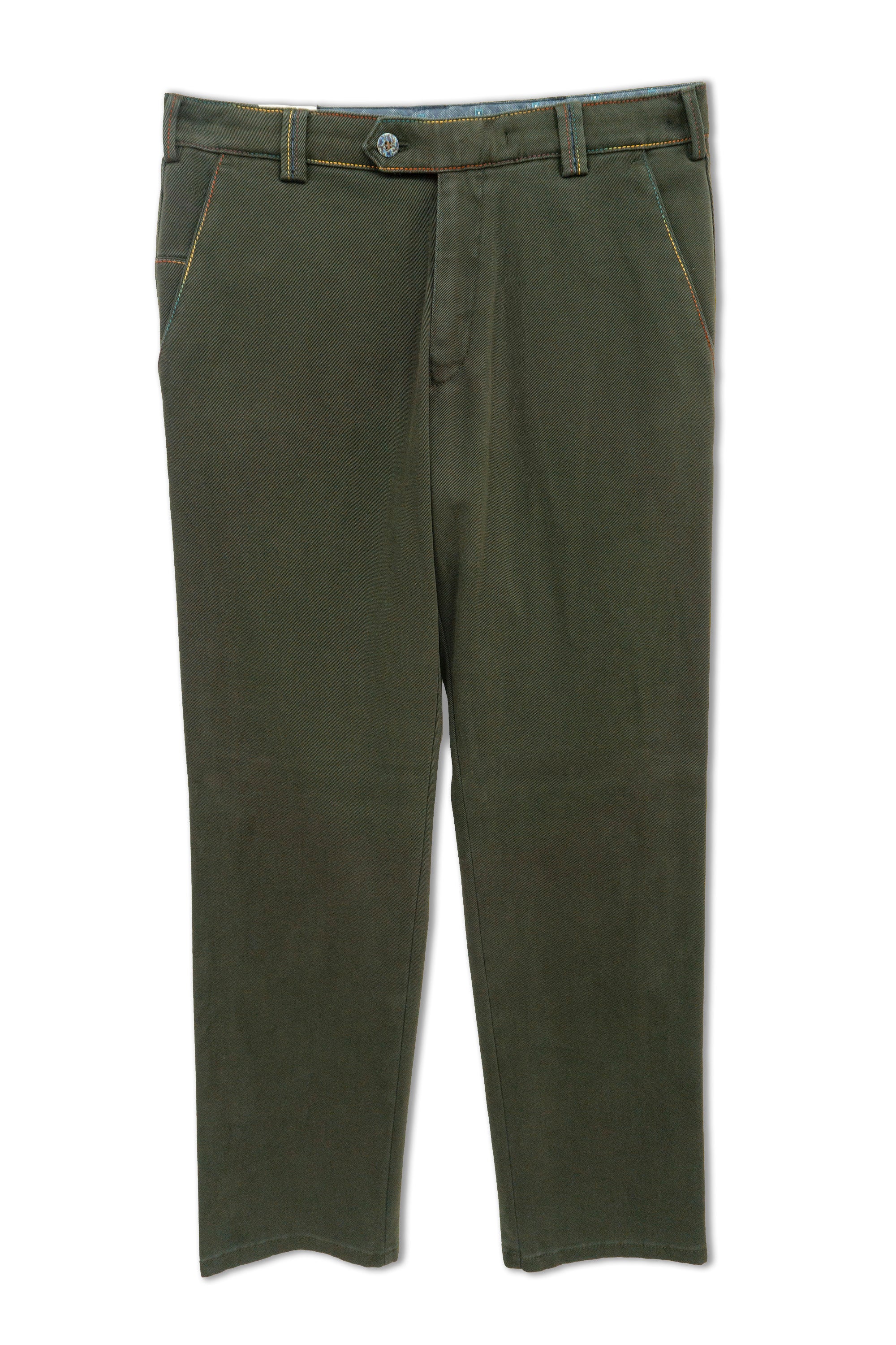 New York Winter Twill Rainbow Stitch Trousers - Dark Green