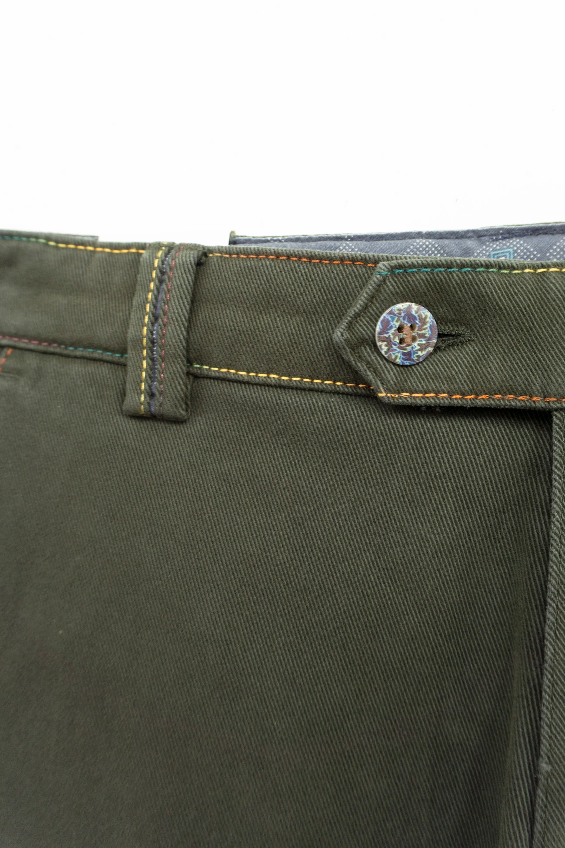 New York Winter Twill Rainbow Stitch Trousers - Dark Green - Image 3